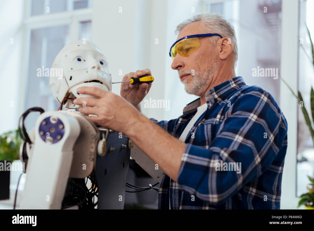 Serious smart engineer being at work Stock Photo Alamy