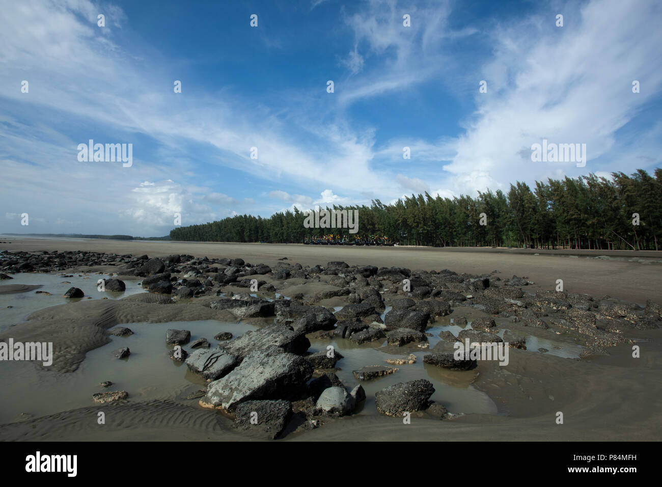 Hajampara sea beach. It is a part of the Cox's Bazaar sea beach, the longest sea beach in the world. Teknaf, Cox´s Bazar, Bangladesh. Stock Photo