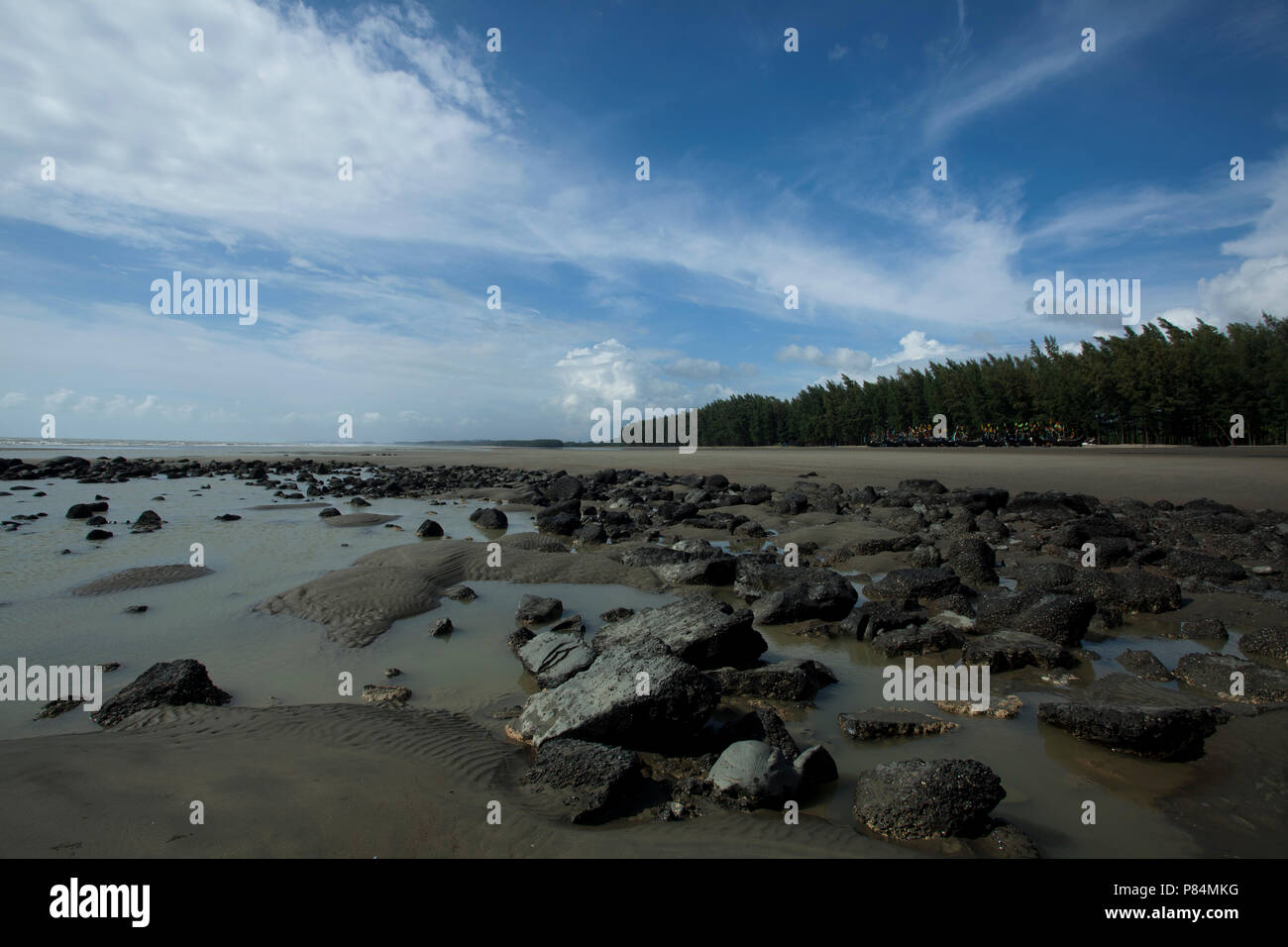 Hajampara sea beach. It is a part of the Cox's Bazaar sea beach, the longest sea beach in the world. Teknaf, Cox´s Bazar, Bangladesh. Stock Photo