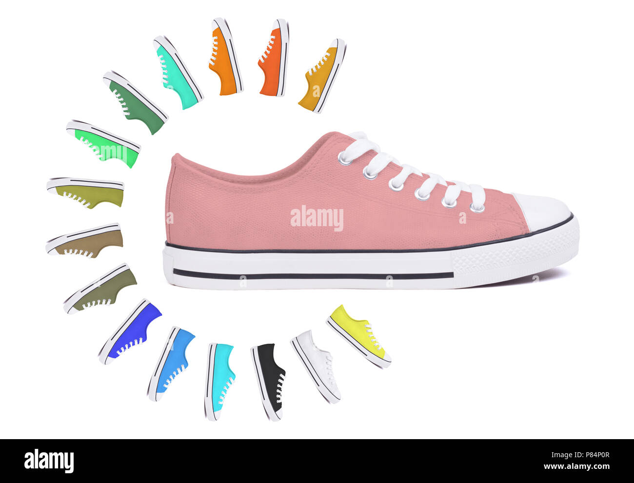 New sneaker shoe, isolated on a white background - Pink Stock Photo - Alamy