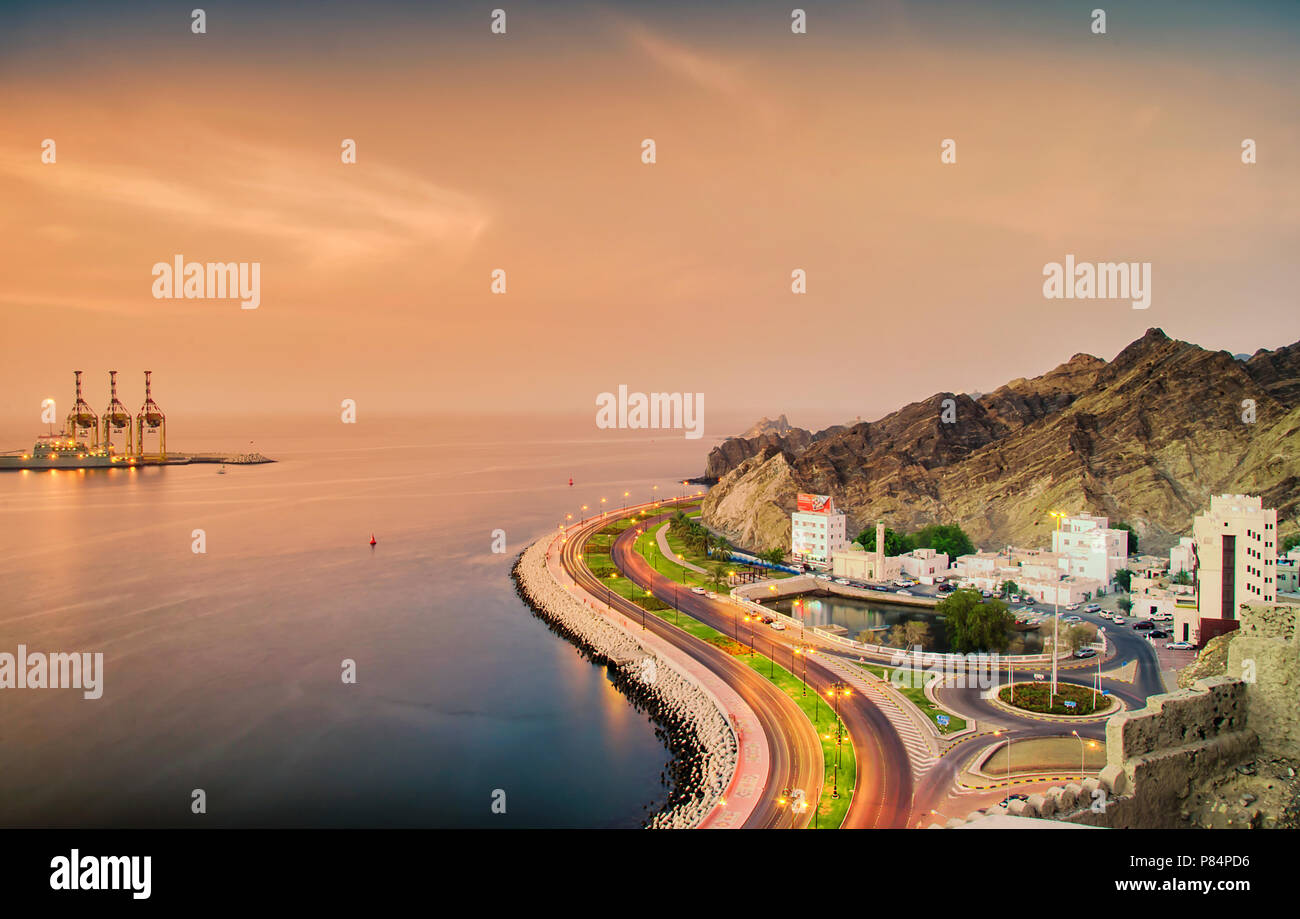 Landscap of Mutrah Corniche in Muscat, Oman Stock Photo