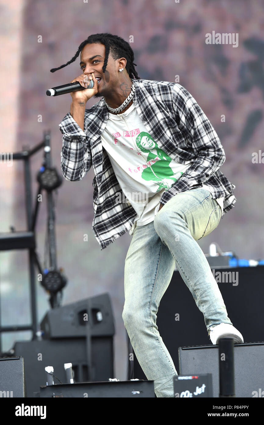 Playboi Carti performing on the third day of the Wireless Festival, in Finsbury Park, north London. PRESS ASSOCIATION Photo. Picture date: Sunday July 8th, 2018. Photo credit should read: Matt Crossick/PA Wire. Stock Photo