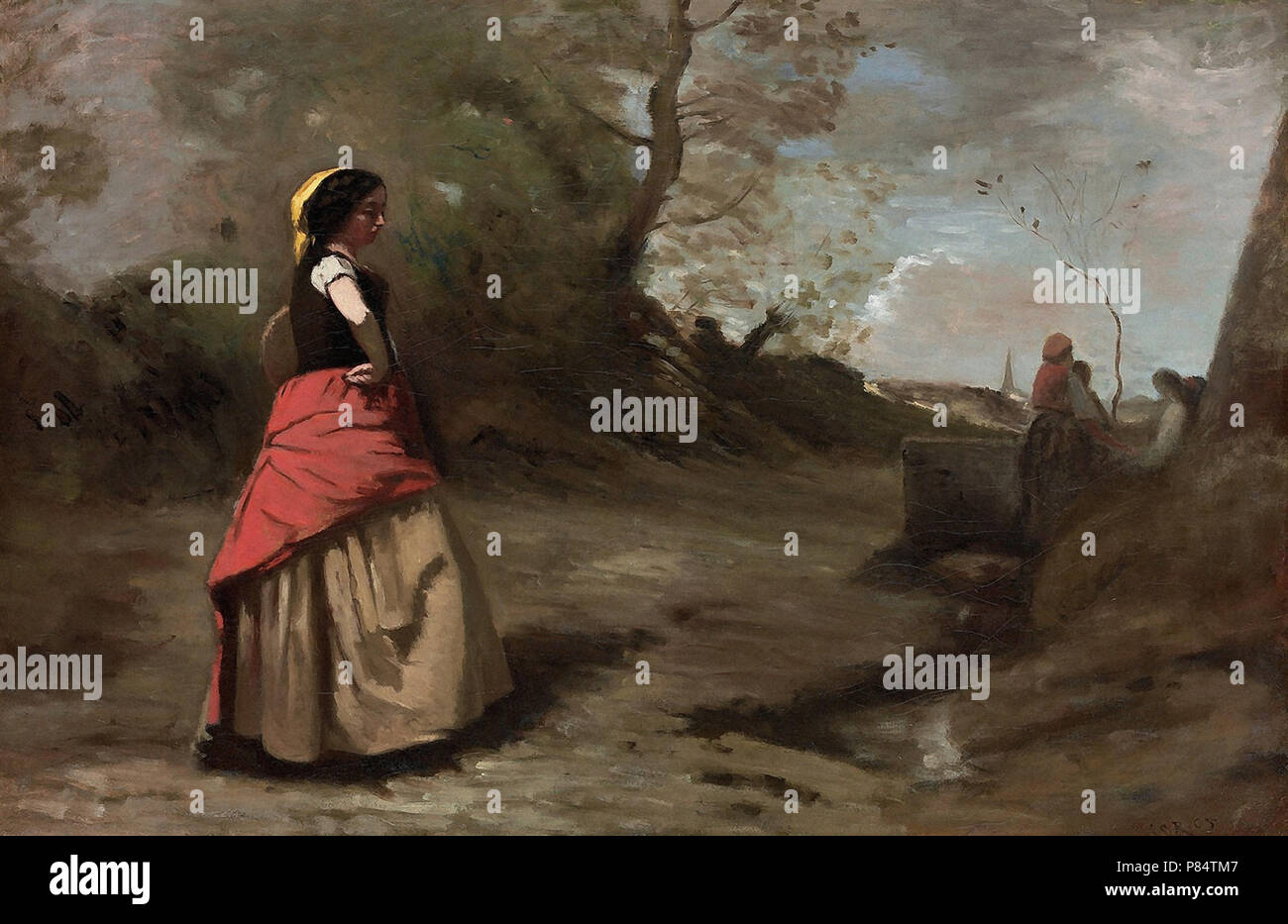 Corot Jean Baptiste Camille - Jeune Fille a La Jupe Rouge Et Jaune Stock  Photo - Alamy