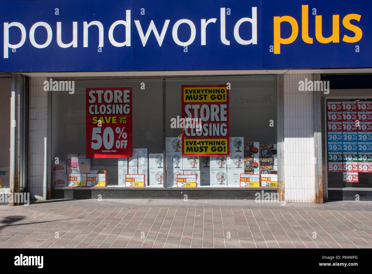 Hull Yorkshire UK 27 June 2018 Poundworld plus shop sign Stock Photo