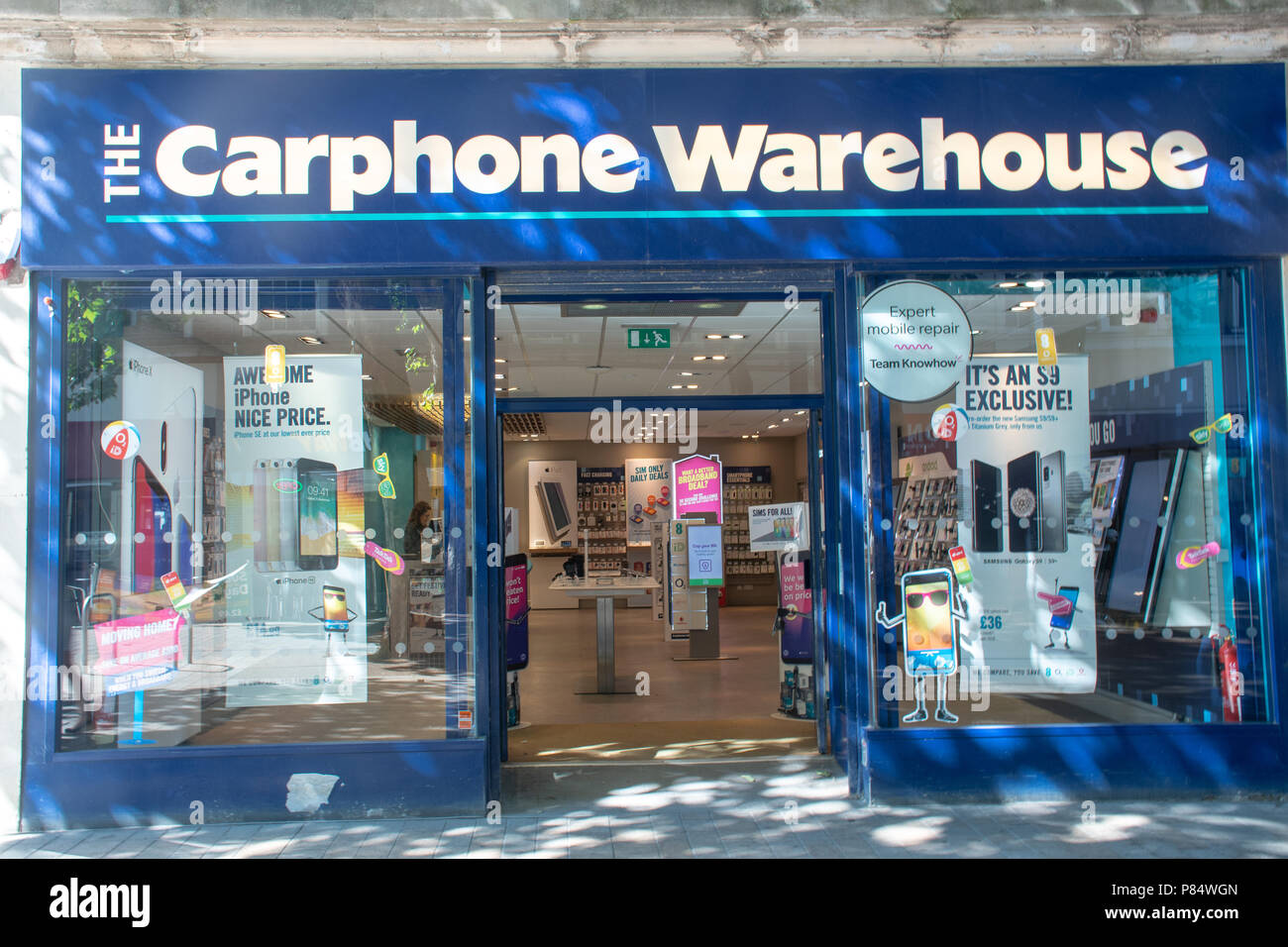 Hull Yorkshire UK 27 June 2018 Shop Sign for Carphone Warehouse
