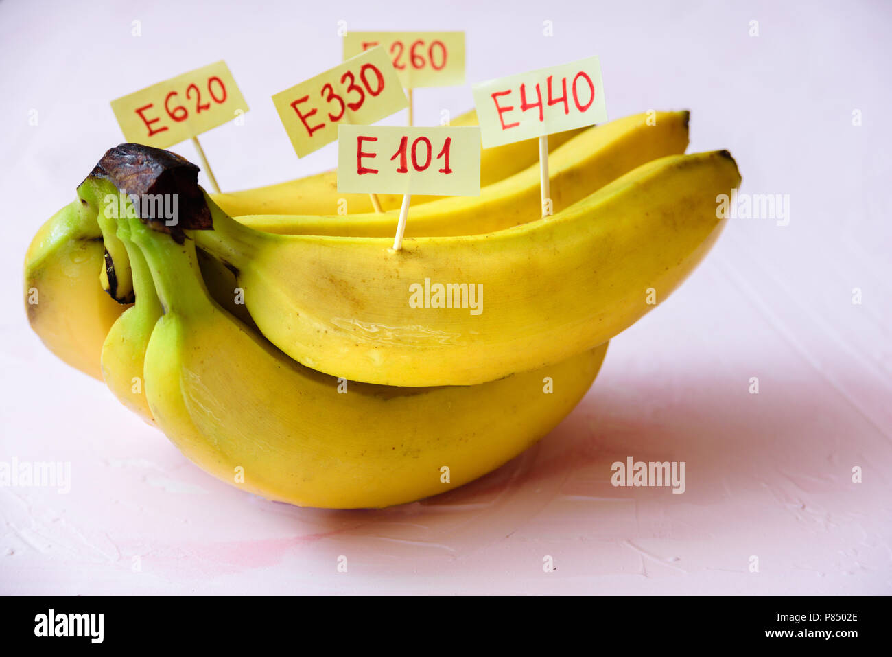 Banana Fruit with natural E additives. Healthy food concept Stock Photo