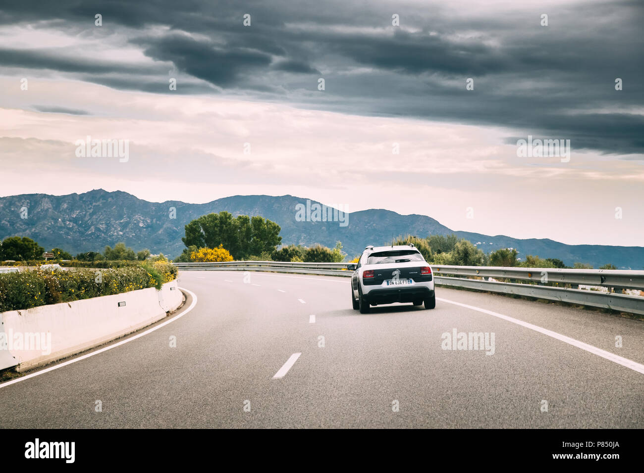 Catalonia, - May 14, 2018: Citroen Cactus Car On Highway Road Background Of Spanish Mountain Nature Landscape. C4 Cactus Is A Mini Cr Stock Photo - Alamy