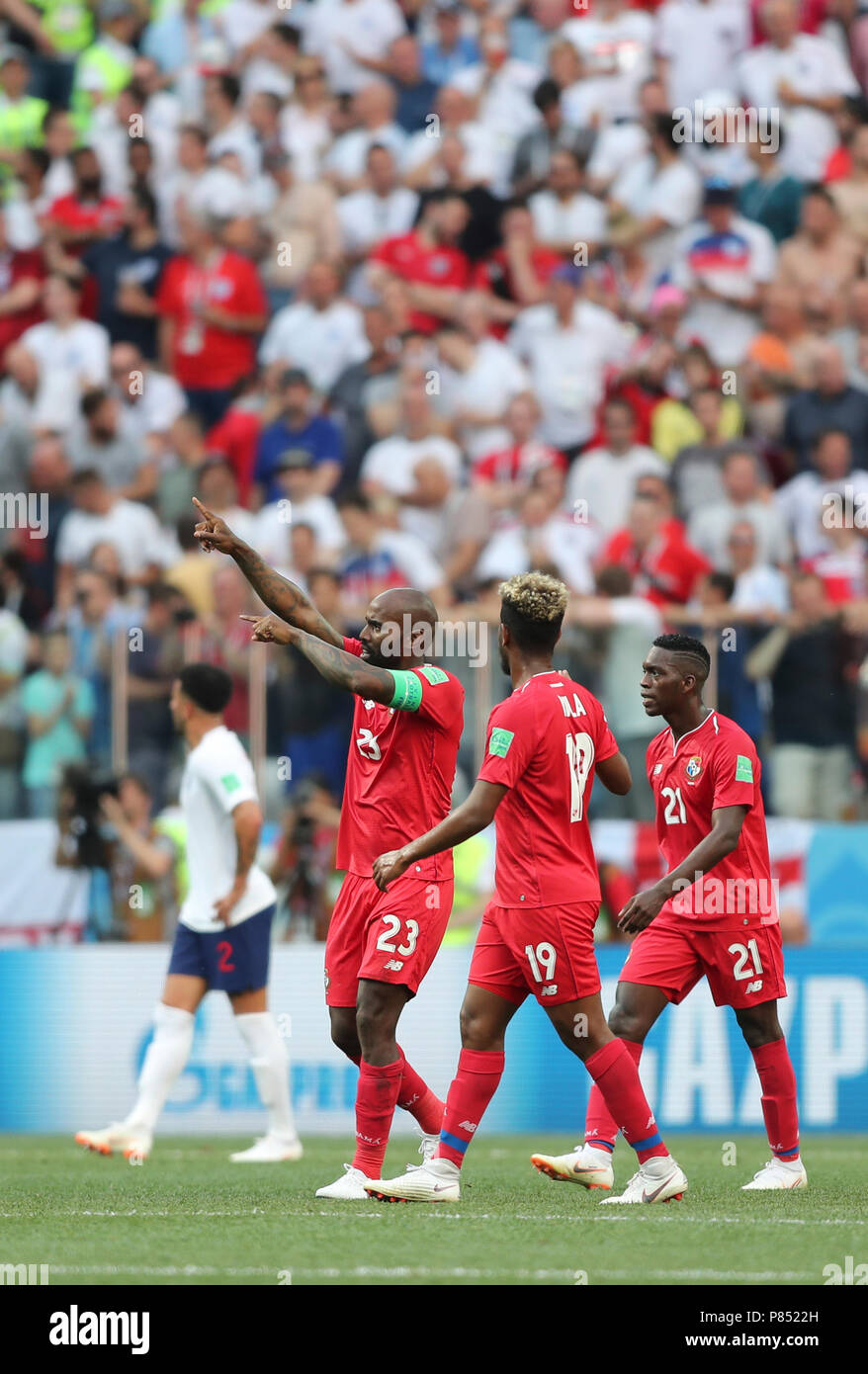 Felipe Baloy do Panama faz gol contra a Inglaterra realizada neste domingo, 24, no Estádio Nizhny Novgorod, na Rússia, válida pela 2ª rodada do Grupo G da Copa do Mundo 2018. Stock Photo