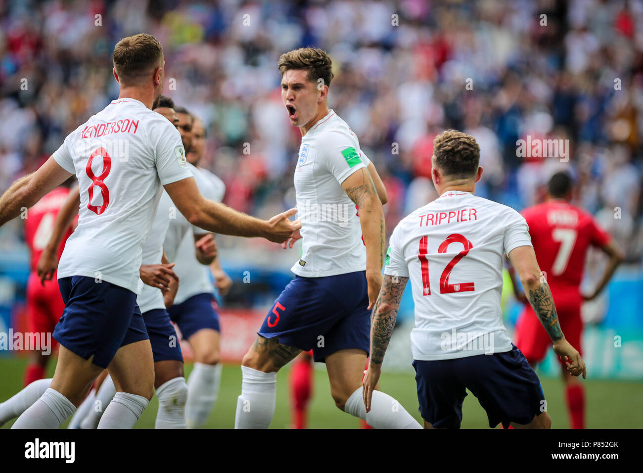 John STONES da Inglaterra marca gol durante jogo entre INGLATERRA X PANAMÁ  válida pela 2ª rodada do grupo G da Copa do Mundo de 2018, realizada no  Estádio de Níjni Novgorod, na