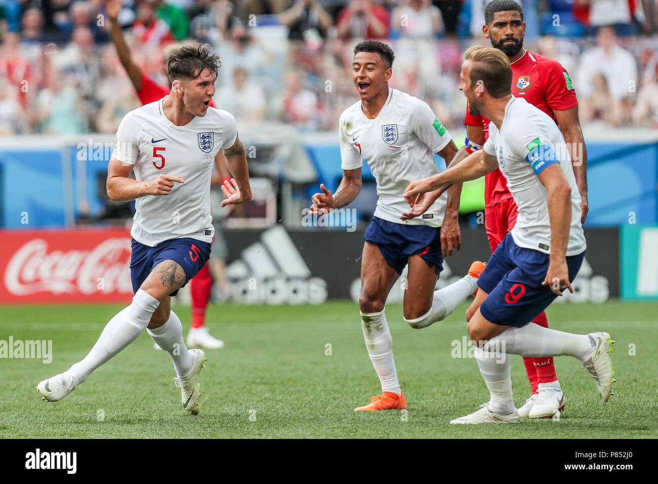 John STONES da Inglaterra marca gol durante jogo entre INGLATERRA X PANAMÁ  válida pela 2ª rodada do grupo G da Copa do Mundo de 2018, realizada no  Estádio de Níjni Novgorod, na