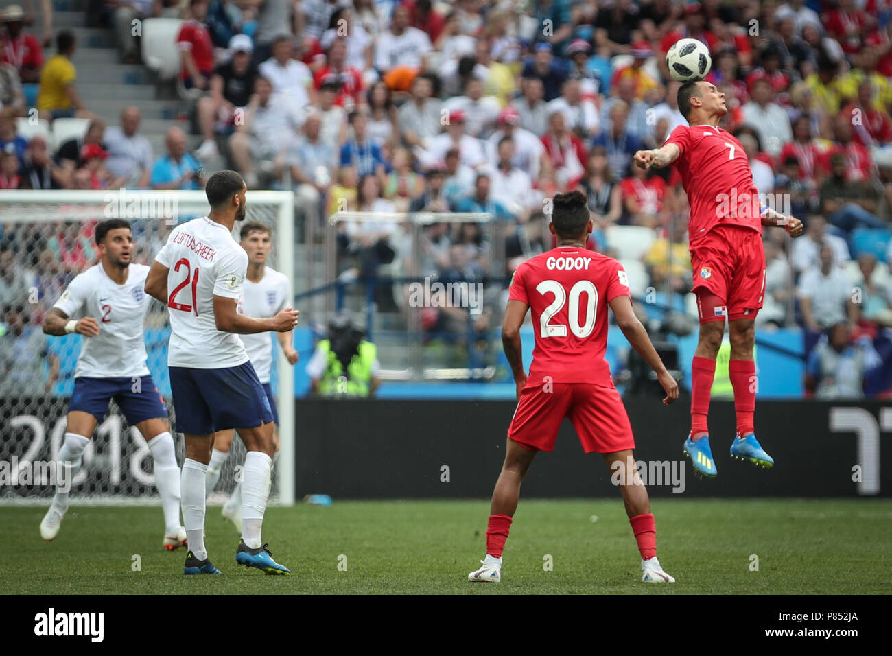 Blas PEREZ do Panamá durante jogo entre INGLATERRA X PANAMÁ válida pela 2ª rodada do grupo G da Copa do Mundo de 2018, realizada no Estádio de Níjni Novgorod, na Rússia, na tarde deste Domingo (24/06) Stock Photo