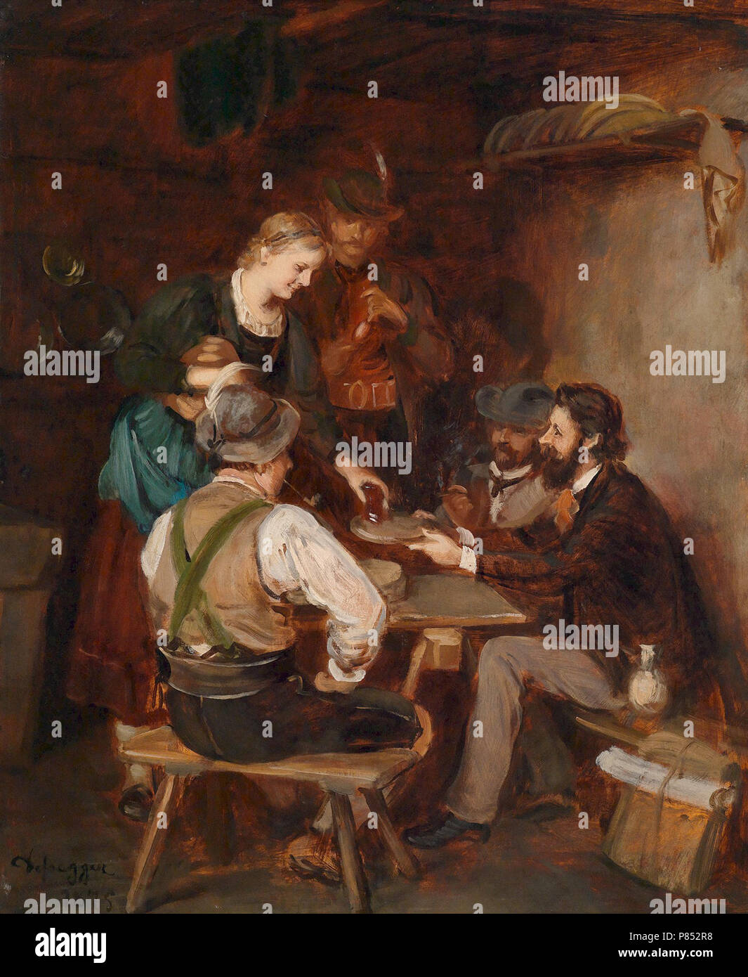 Defregger  Franz Von - Erfrischung in Der Bauernstube Stock Photo