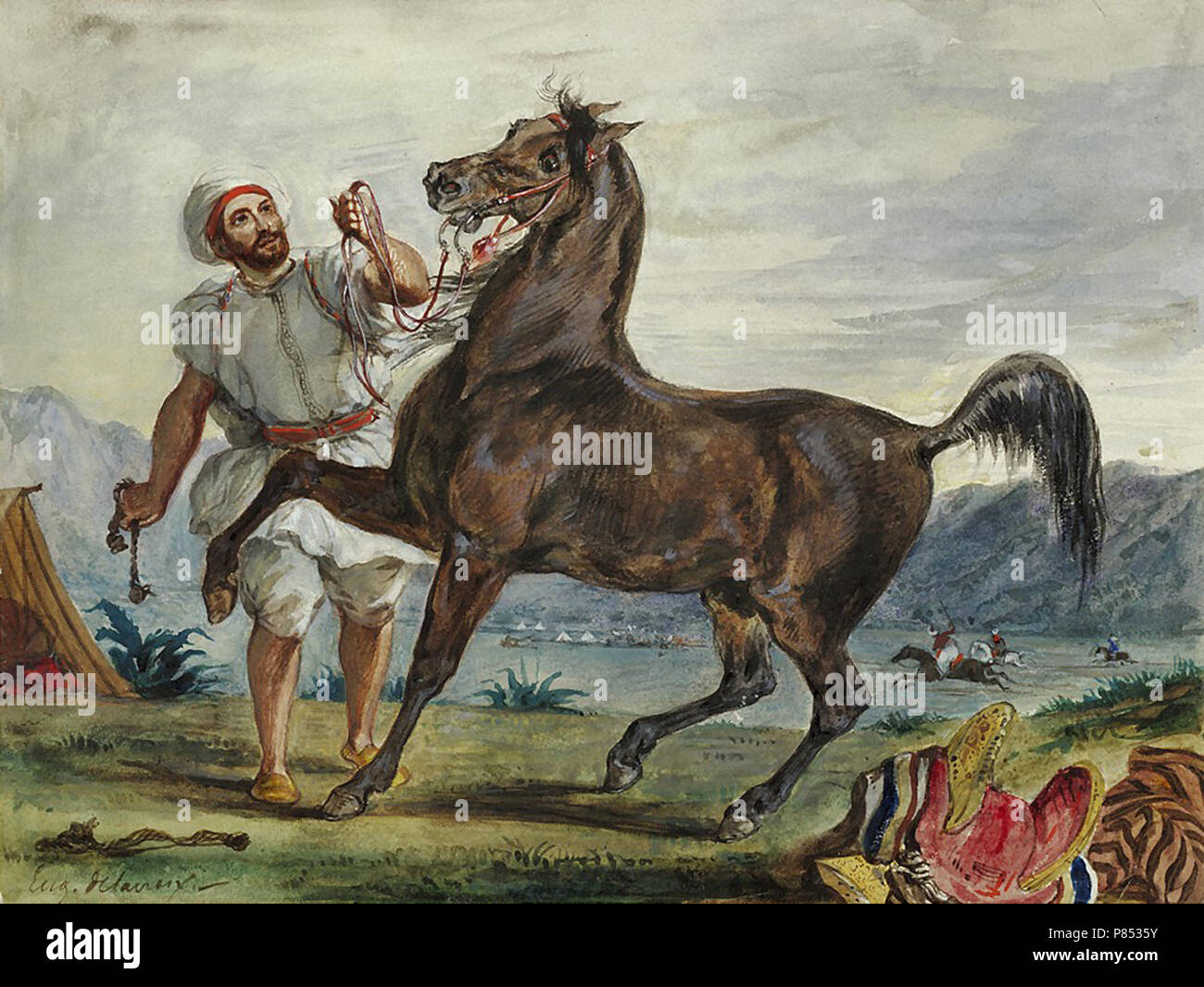 Delacroix Eugène a Turk Leading His Horse Stock Photo Alamy