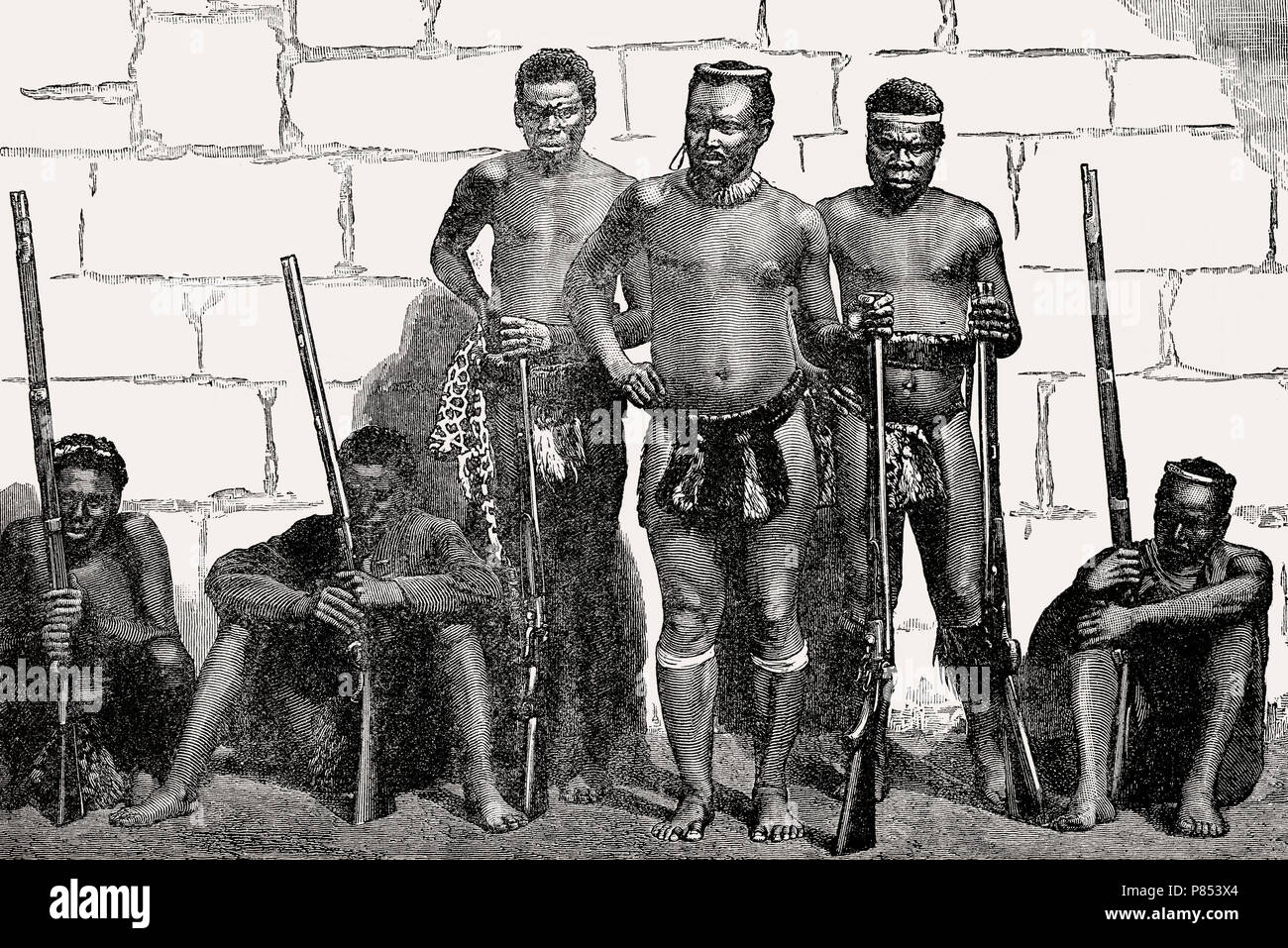 Dabulamanzi kaMpande, 1839 –1886, a Zulu commander in the Anglo-Zulu War, From British Battles on Land and Sea, by James Grant Stock Photo