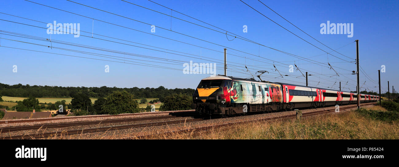 Virgin trains 91111 For the Fallen, East Coast Main Line Railway, Peterborough, Cambridgeshire, England, UK Stock Photo