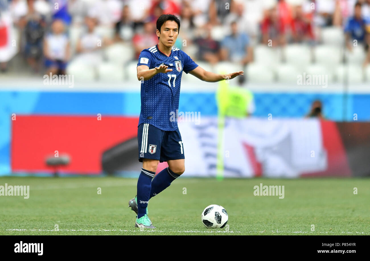 VOLGOGRAD, RUSSIA - JUNE 28: Makoto Hasebe of Japan reacts during the 2018 FIFA World Cup Russia group H match between Japan and Poland at Volgograd Arena on June 28, 2018 in Volgograd, Russia. (Photo by Lukasz Laskowski/PressFocus/MB Media/) Stock Photo