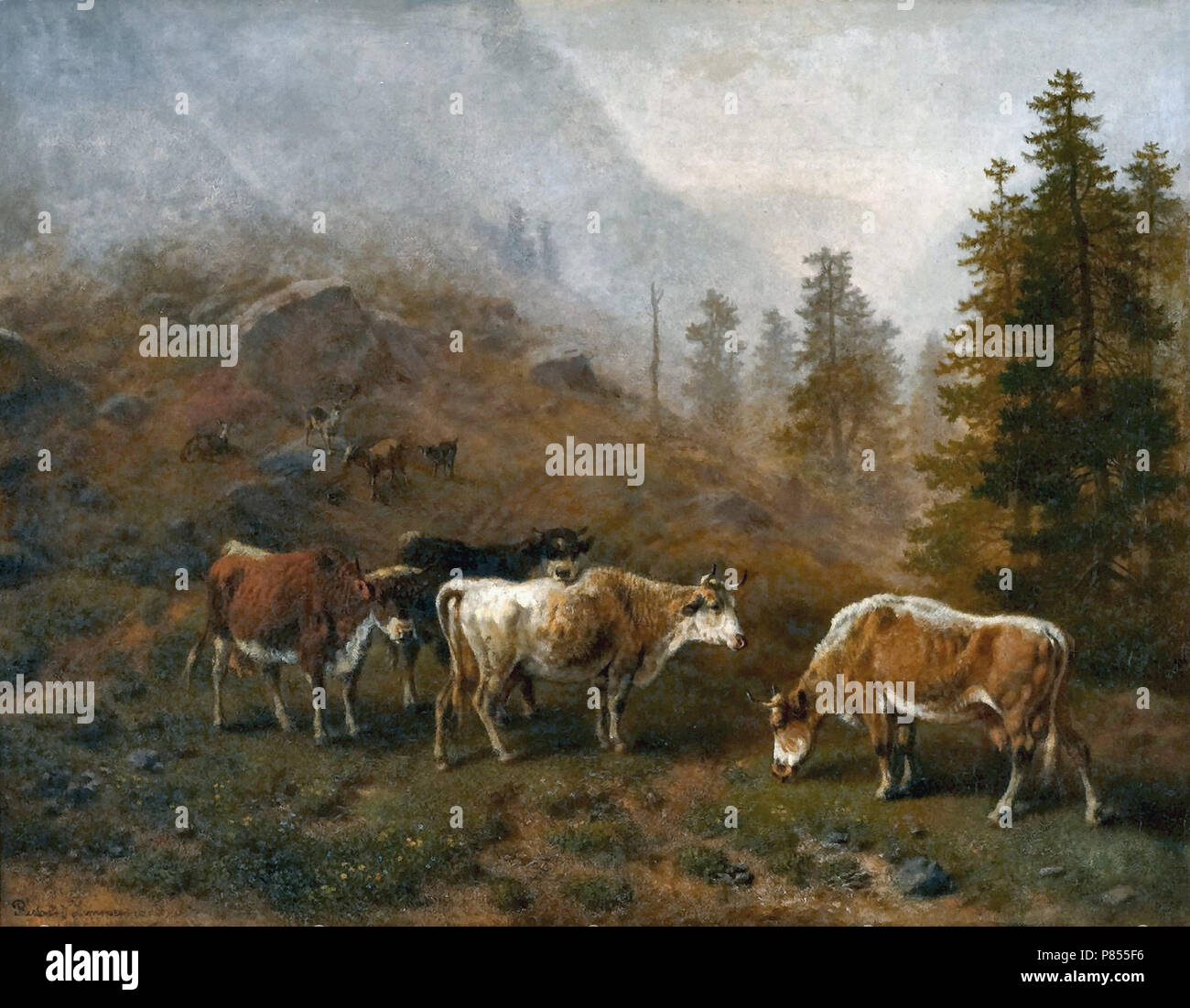 Zimmermann  Richard August - Küche Und Ziegen Auf Der Alm Stock Photo
