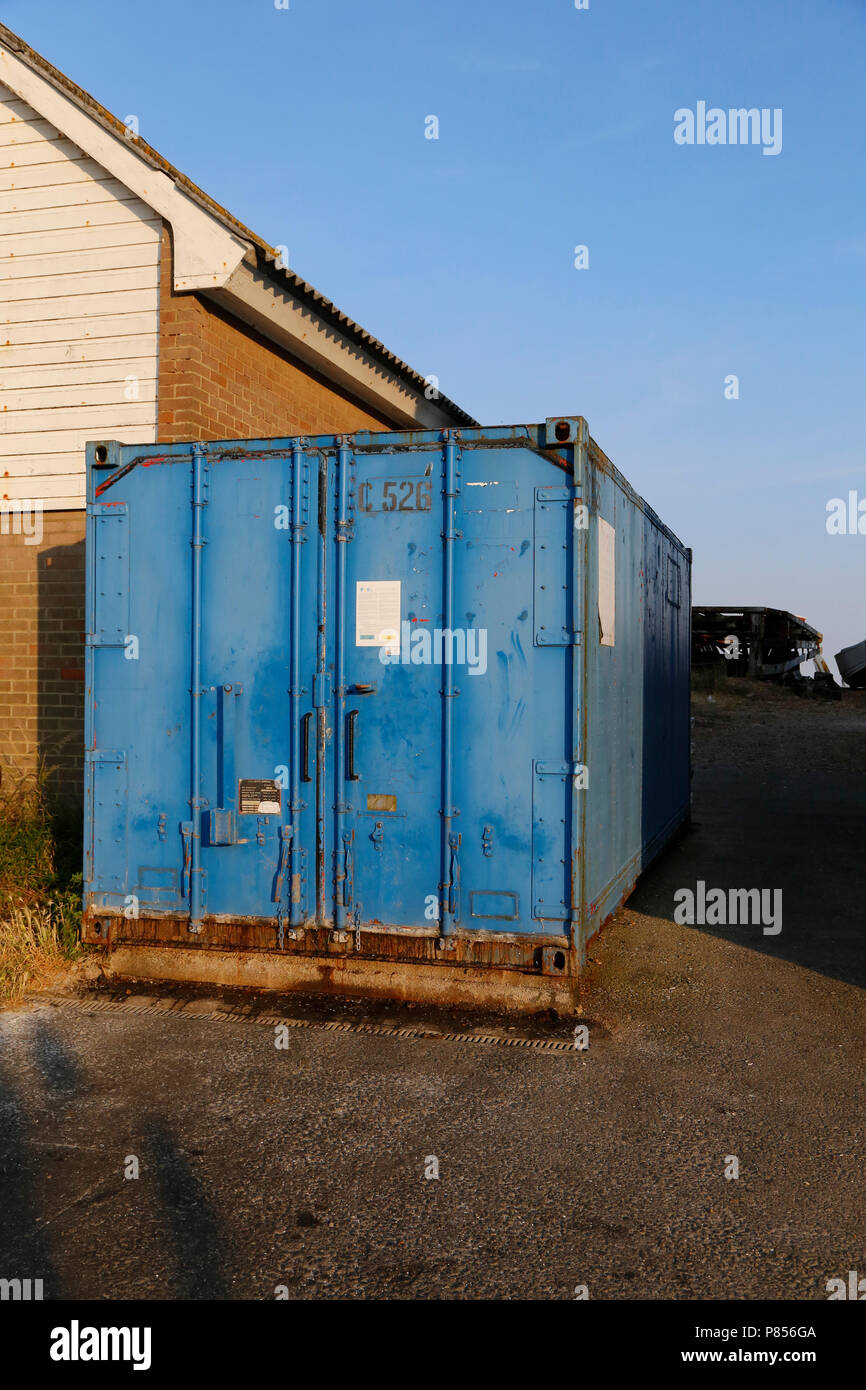 Old blue shipping container Stock Photo Alamy