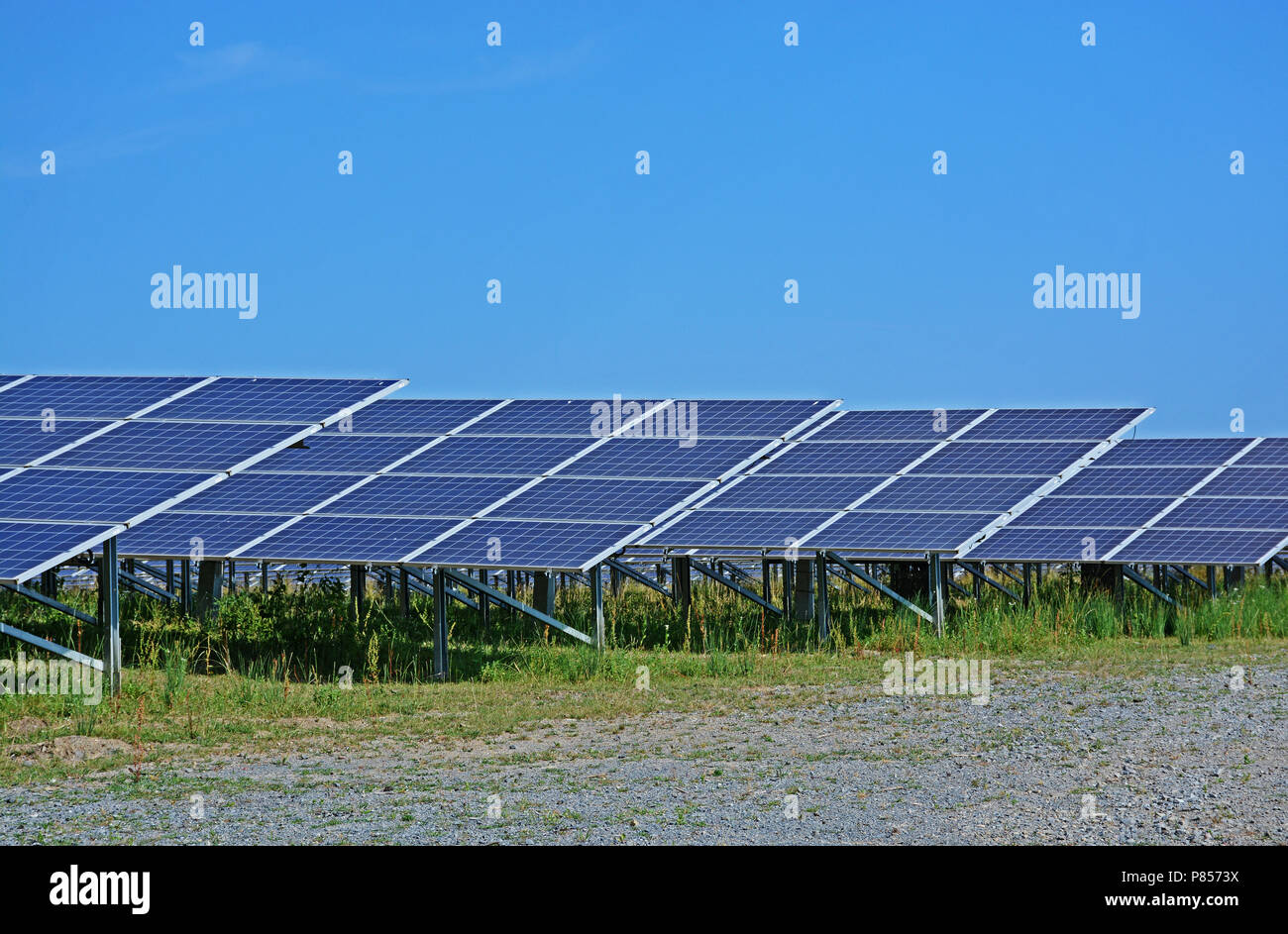 solar panels in countryside, near Hauterive, Allier, Auverne, Massif-Central, France Stock Photo