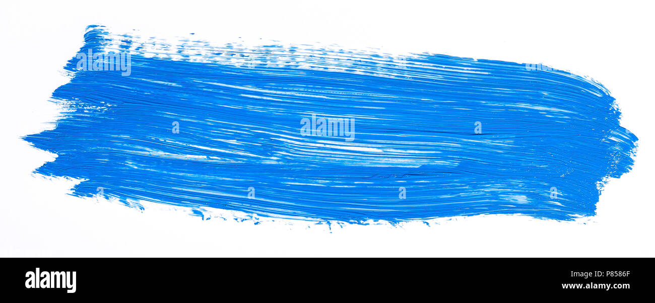 Blue brush stroke isolated over white background Stock Photo - Alamy