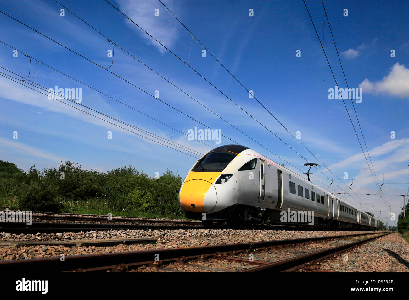 800 201, Javelin Class 800 IPE, Intercity Express Train, East Coast Main Line Railway, Peterborough, Cambridgeshire, England, UK Stock Photo