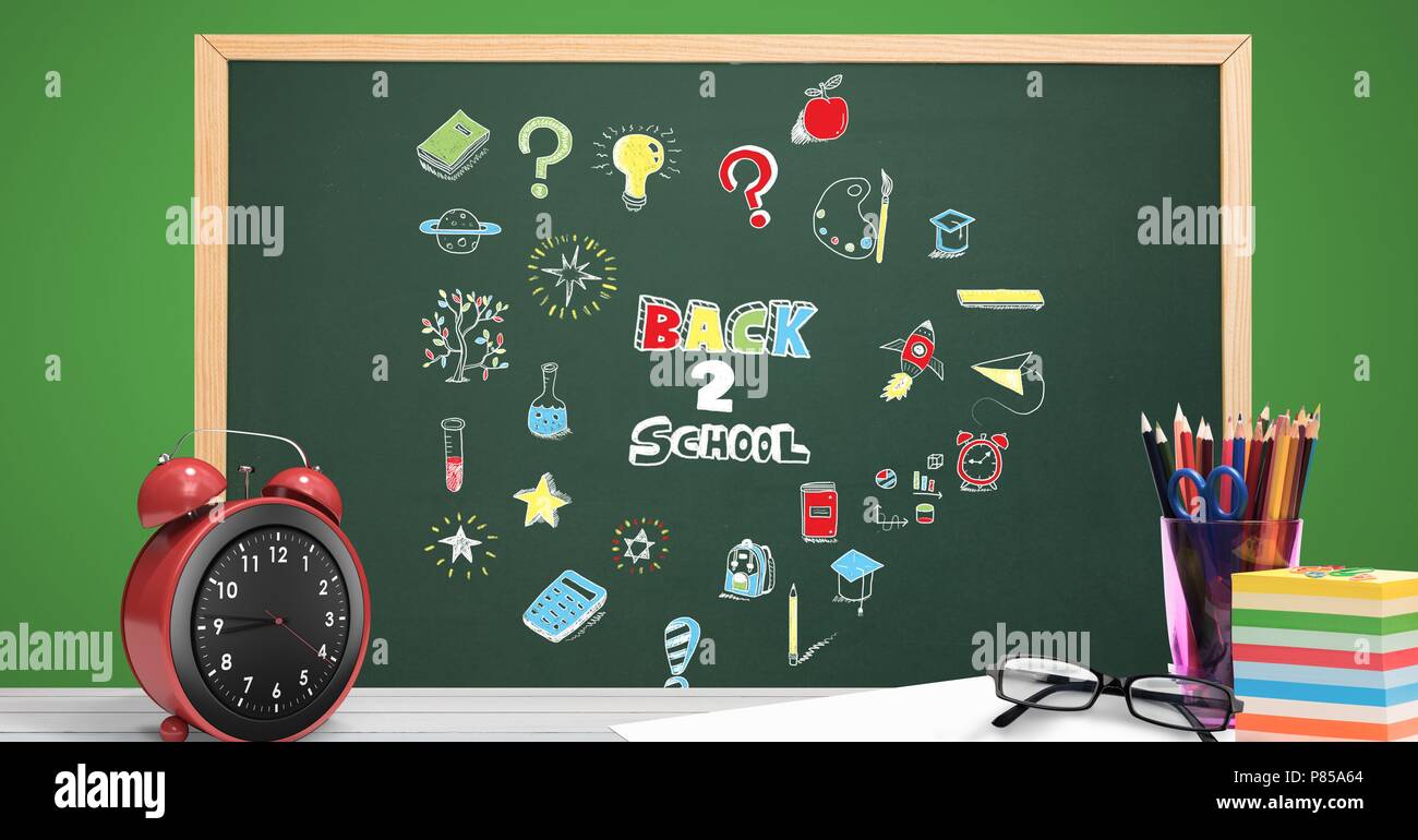 Back to school Education drawing on blackboard for school Stock Photo