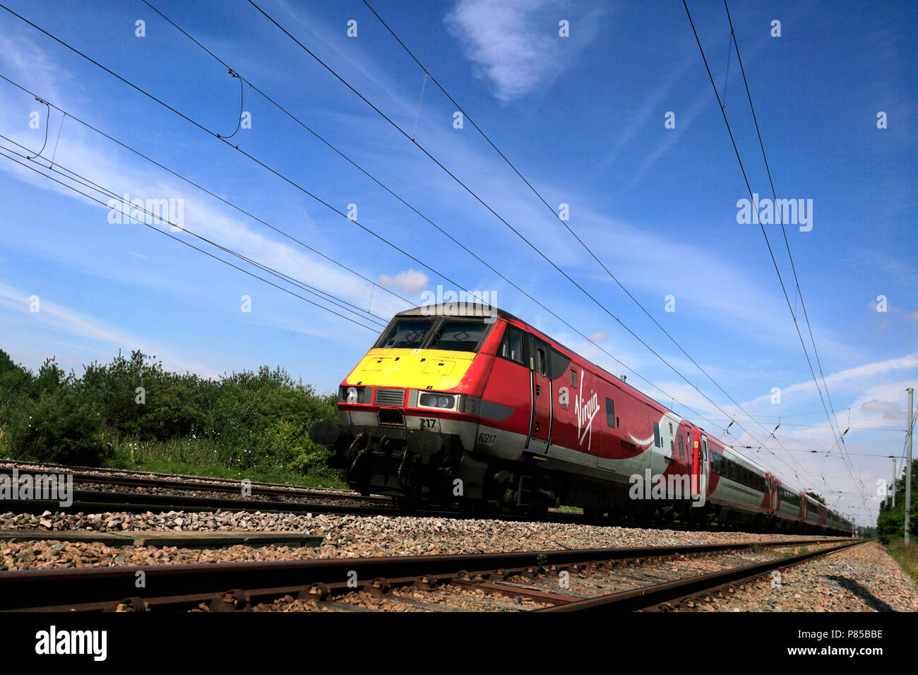 Virgin trains 82 217, East Coast Main Line Railway, Peterborough, Cambridgeshire, England, UK Stock Photo