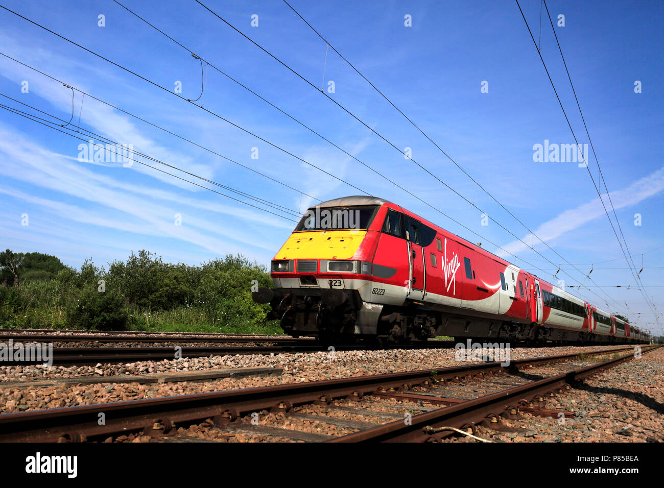 Virgin trains 82 223, East Coast Main Line Railway, Peterborough, Cambridgeshire, England, UK Stock Photo