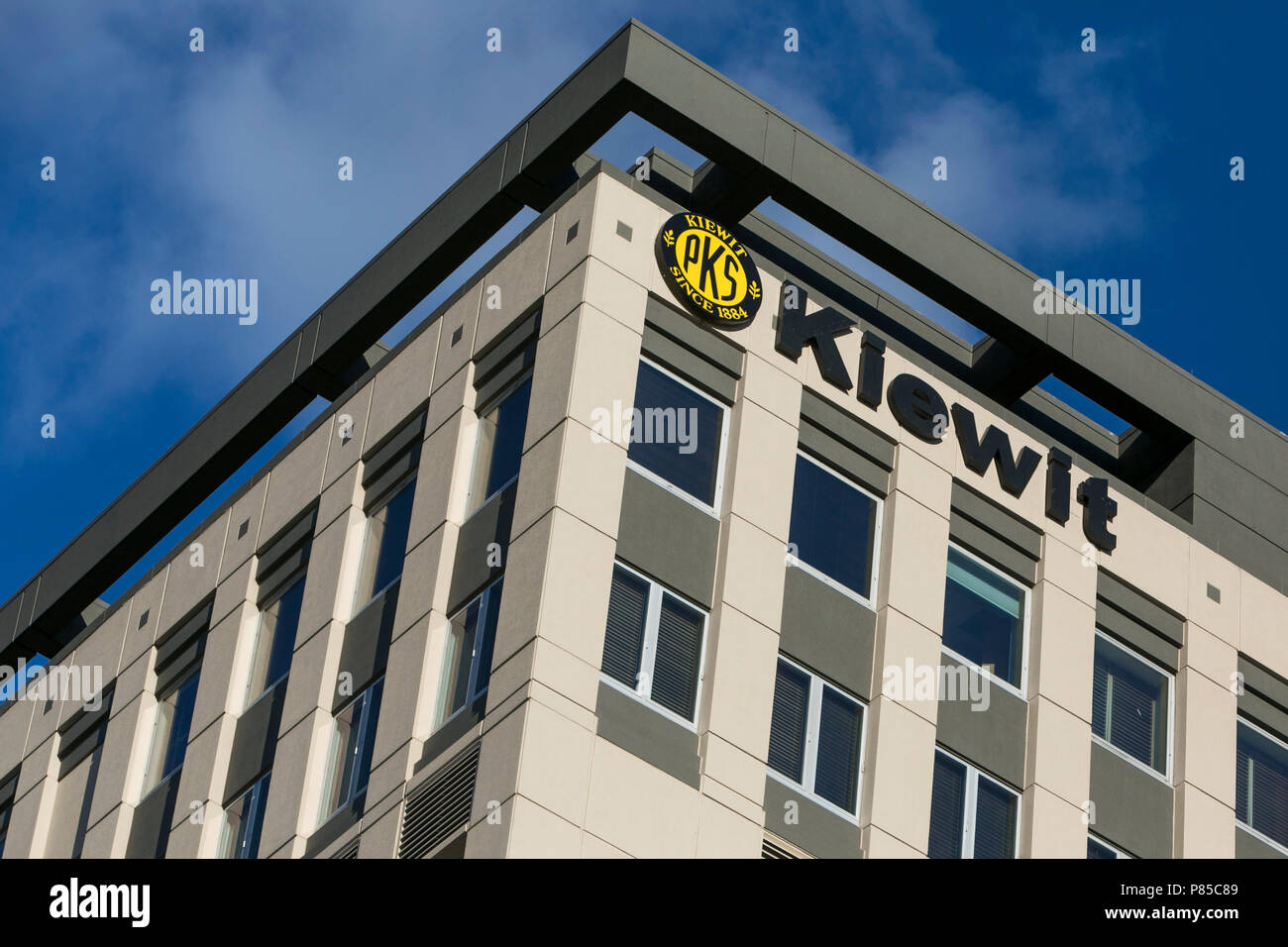 A Logo Sign Outside Of Kiewit Plaza The Headquarters Of Both The