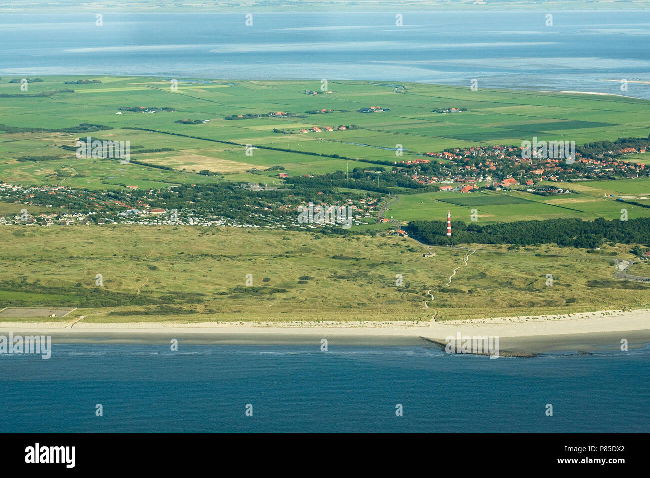 Luchtfoto van Ameland; Aerial photo of Ameland Stock Photo