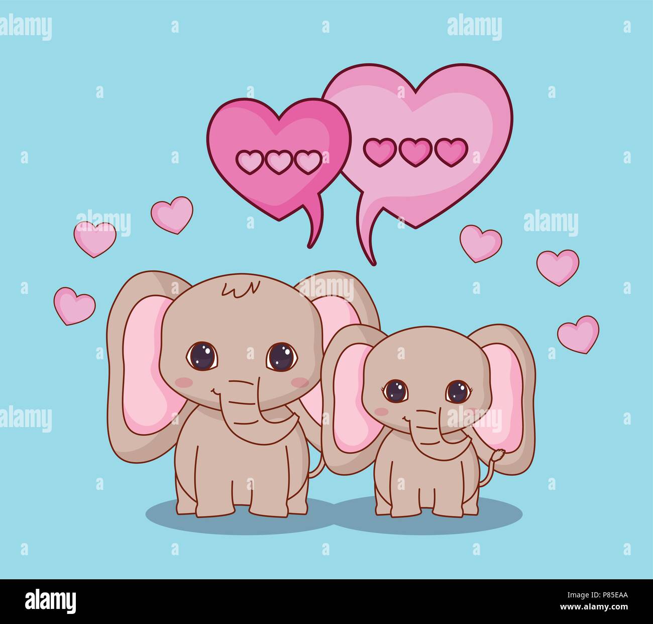 Cute elephants kawaii cartoon characters set. Adorable and funny animal  different poses and emotions isolated sticker, patch, kids illustration.  Anime baby girl elephants emoji on pink background 4816703 Vector Art at  Vecteezy