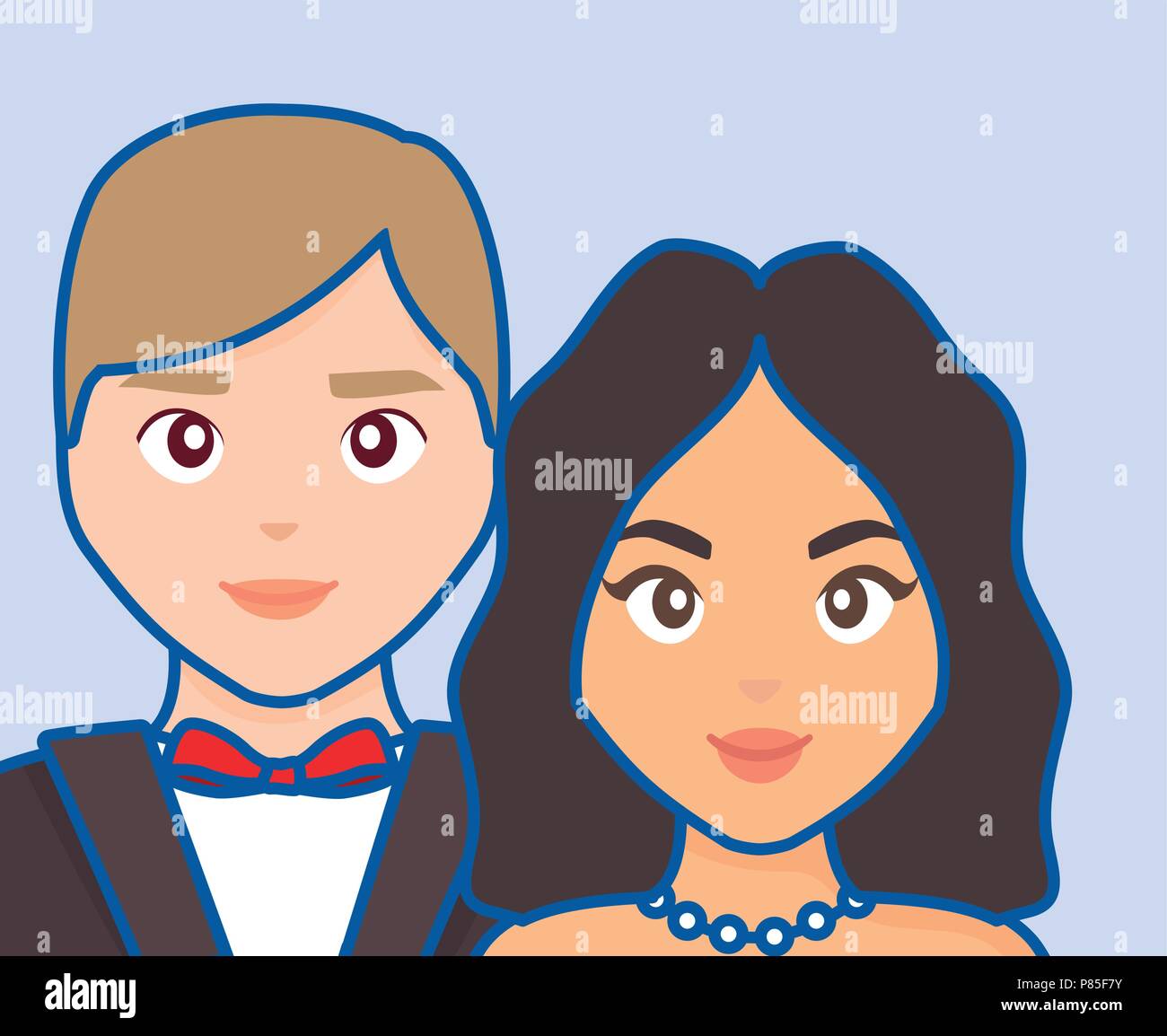 Cartoon Married couple over blue background, colorful design. vector illustration Stock Vector