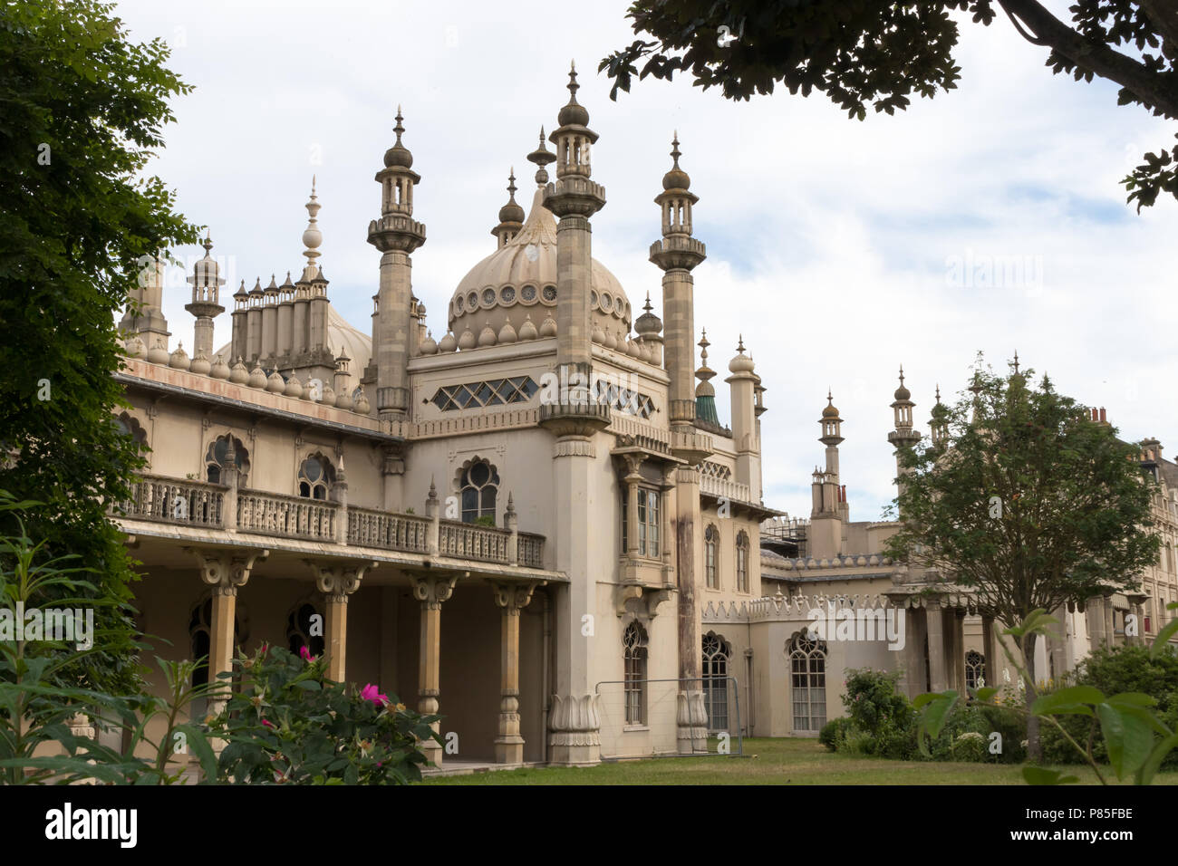 The Royal Brighton Pavilion, East Sussex, England, UK. Former seaside palace, now iconic tourist attraction in the centre of Brighton. Stock Photo