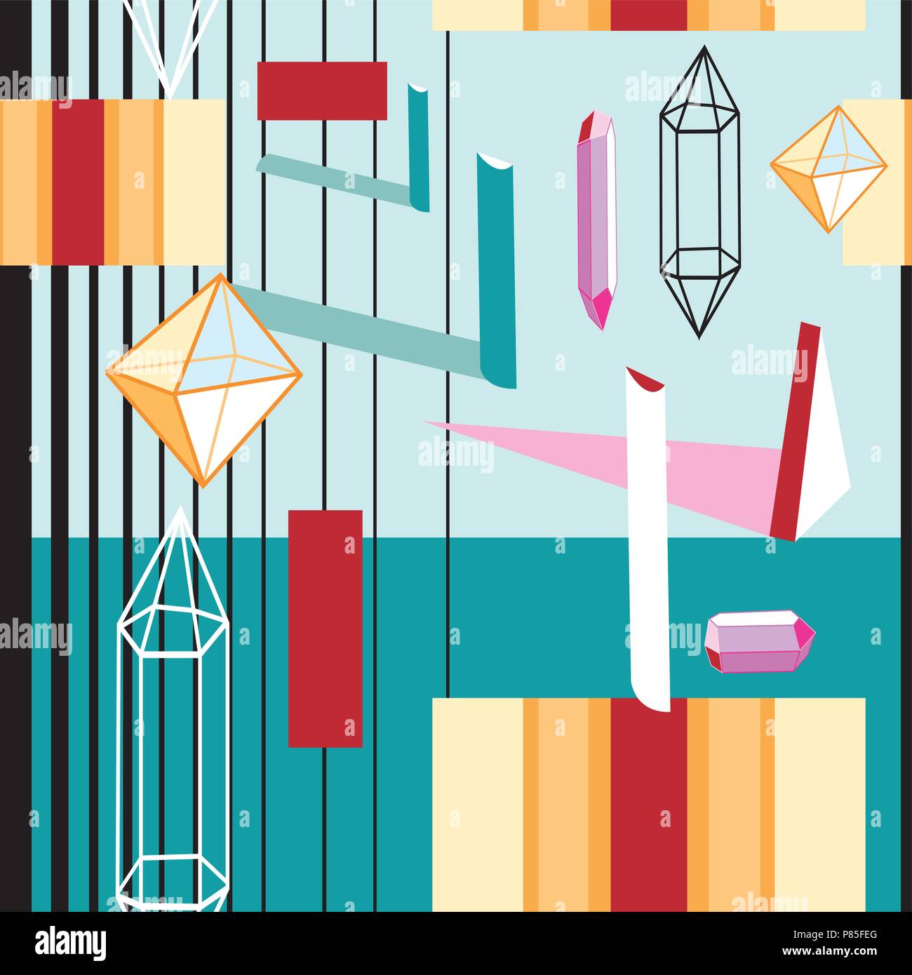 Seamless beautiful geometric pattern of different shapes Stock Vector