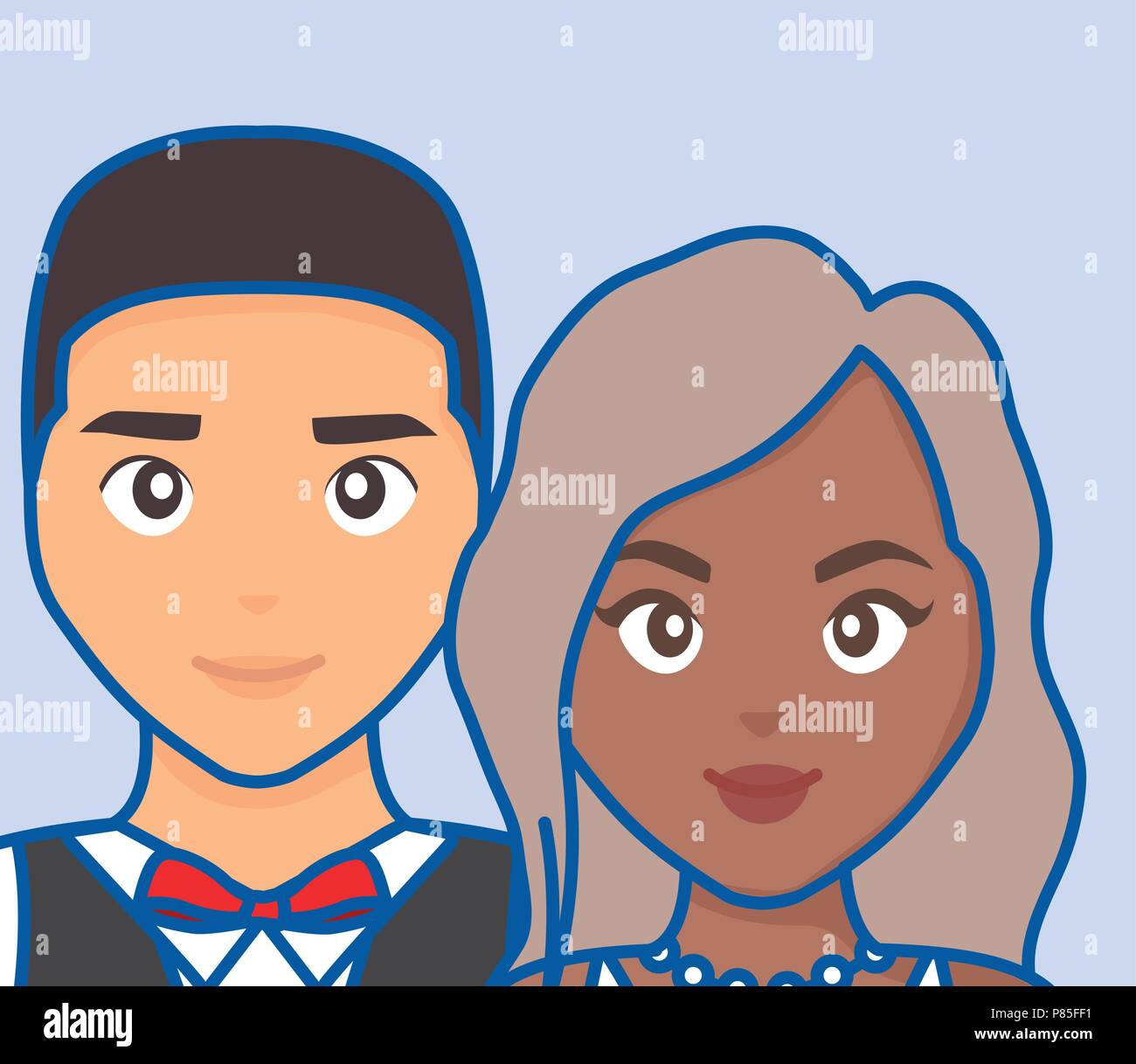 Cartoon Married couple over blue background, colorful design. vector illustration Stock Vector