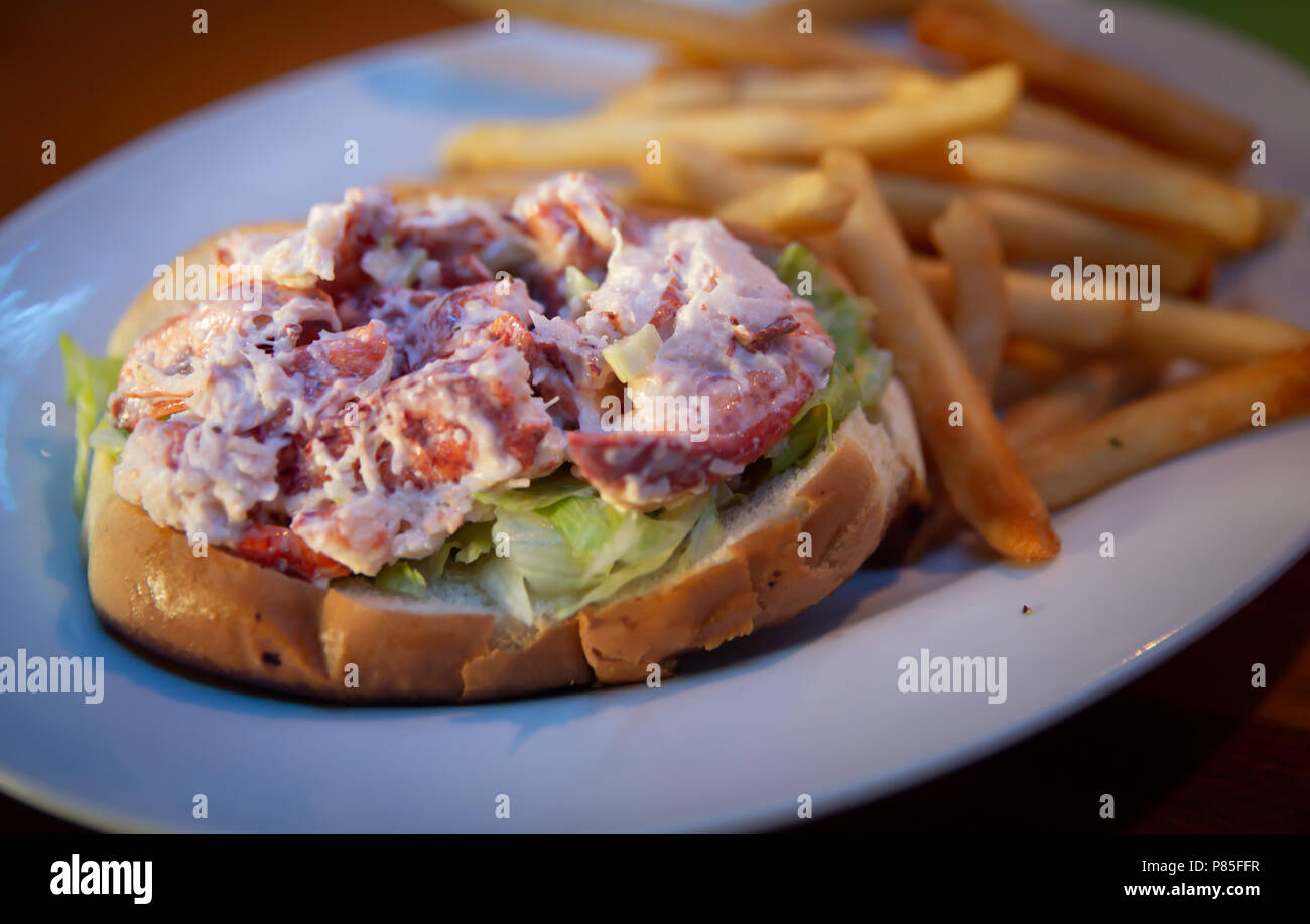 New England Lobster Roll with Fries Stock Photo Alamy