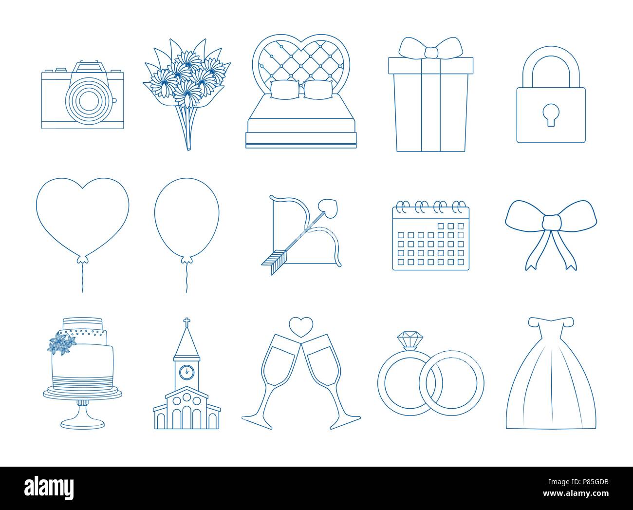 Icon set of wedding concept over white background, vector illustration ...