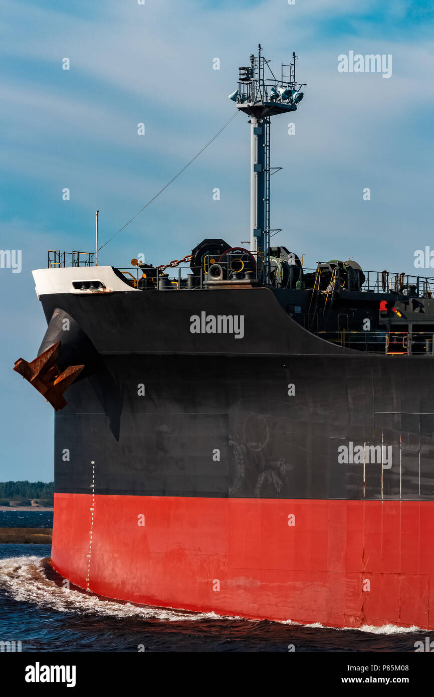 Black bulker ship. Logistics and merchandise transportations Stock Photo