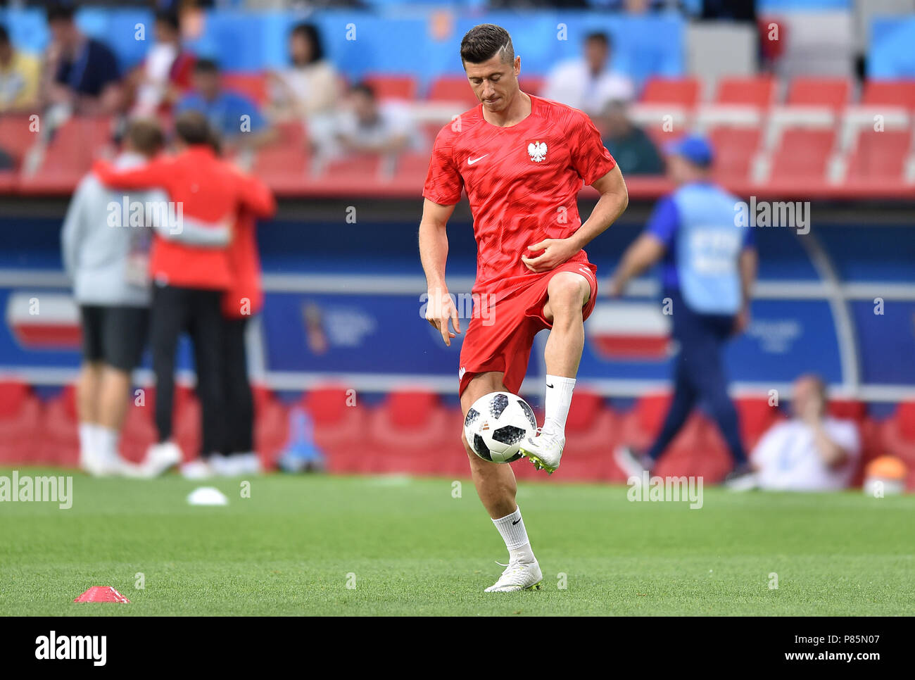 MOSCOW, RUSSIA - JUNE 19: Robert Lewandowski in a new Nike haircut during  the 2018 FIFA World Cup Russia group H match between Poland and Senegal at  Spartak Stadium on June 19,