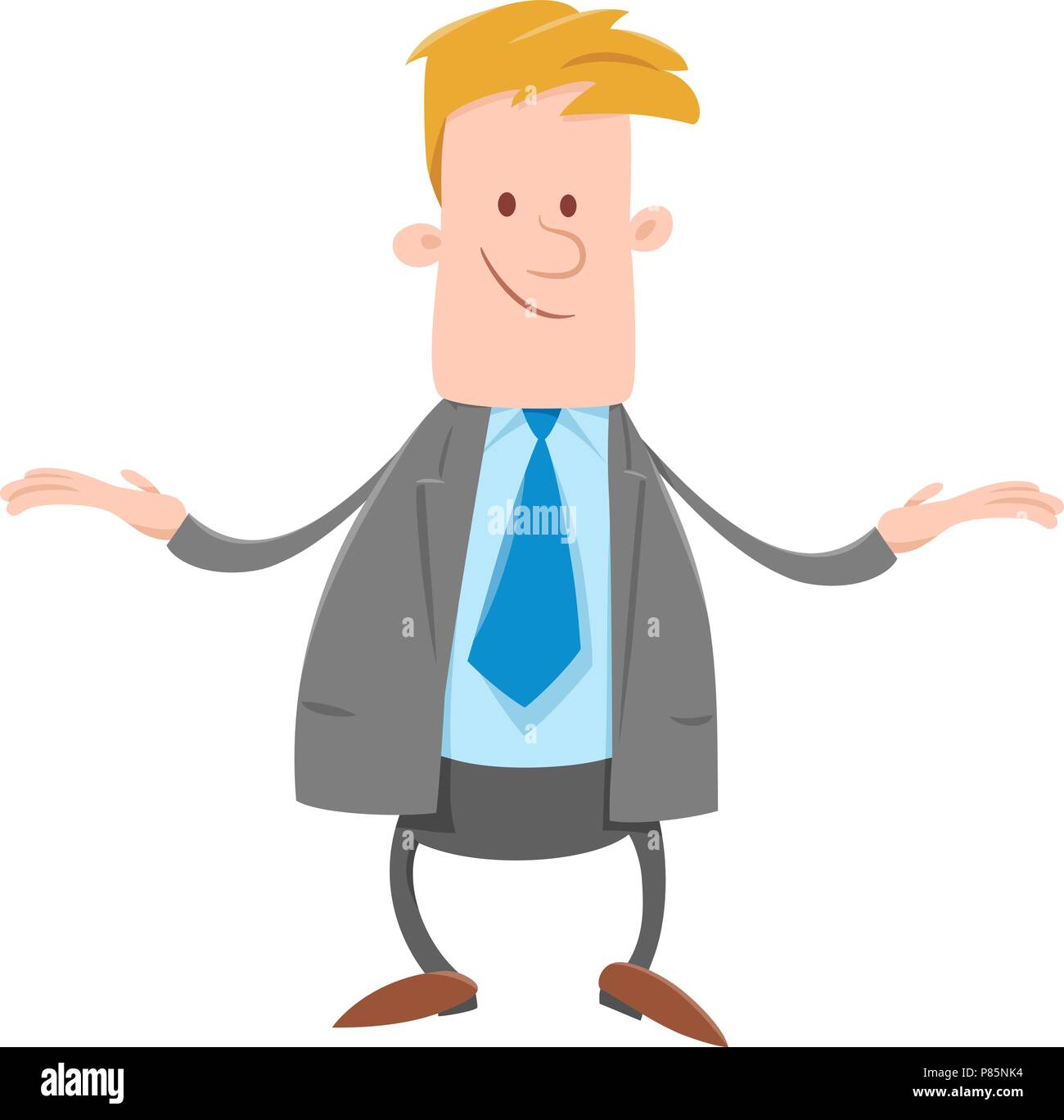 Cartoon Illustration of Businessman or Man in Suit Comic Character ...