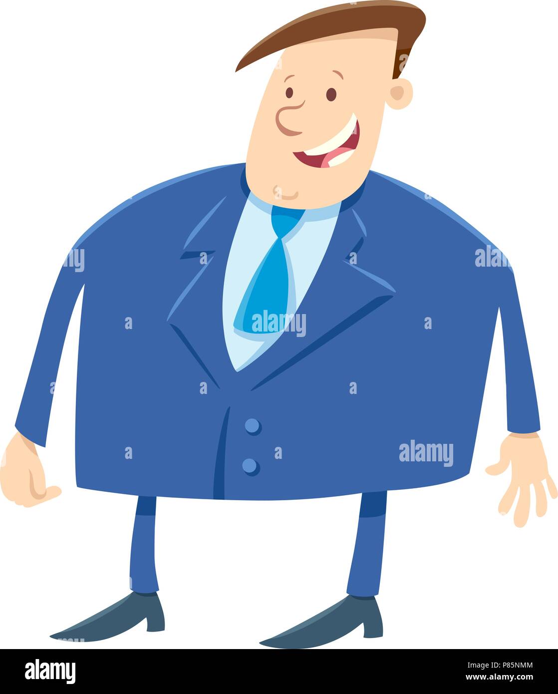 Cartoon Illustration of Boss Businessman or Man in Suit Character Stock
