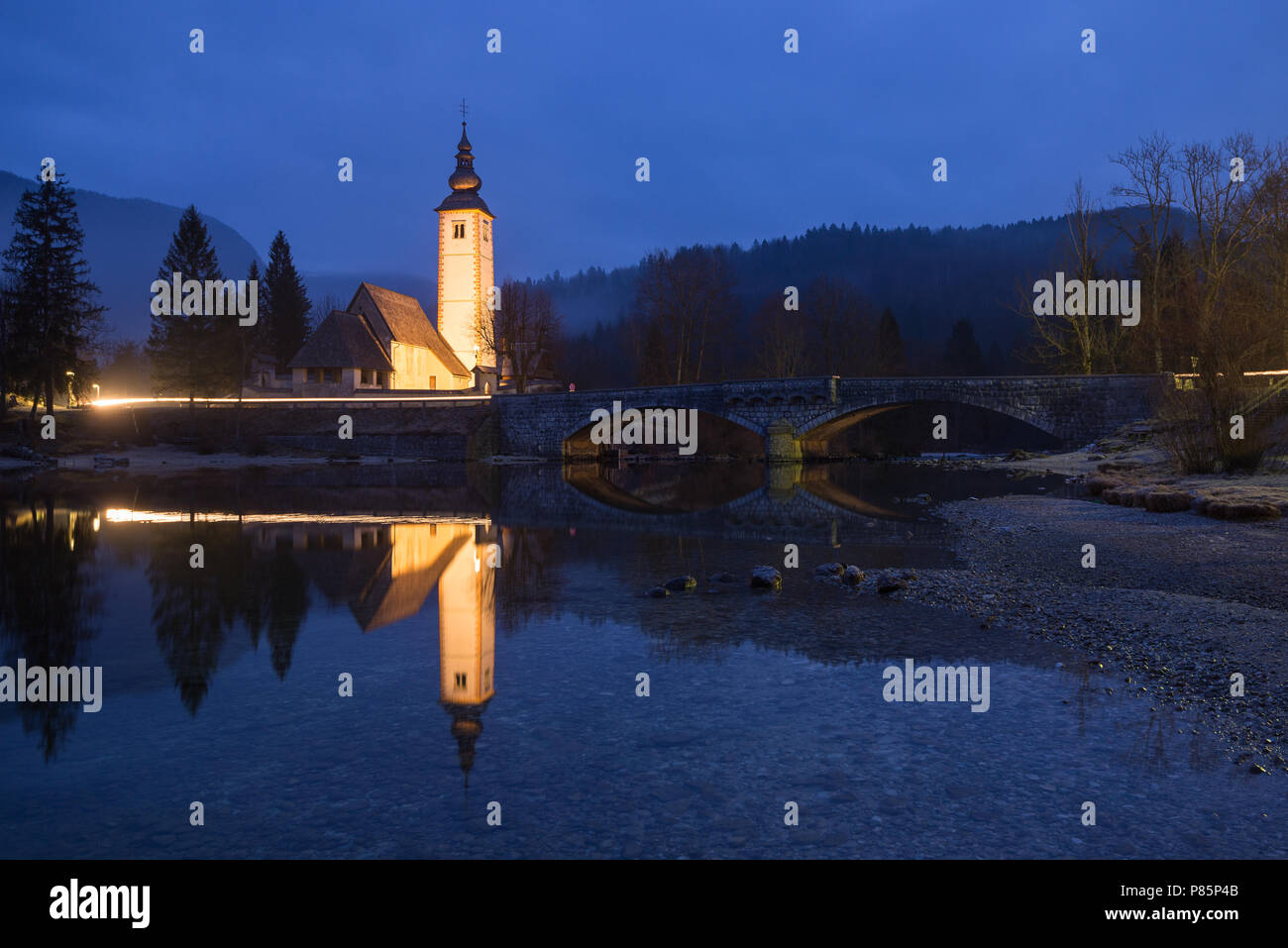 St John the Baptist Church, Rebcev Laz, Lake Bohinj. Slovenia Stock ...