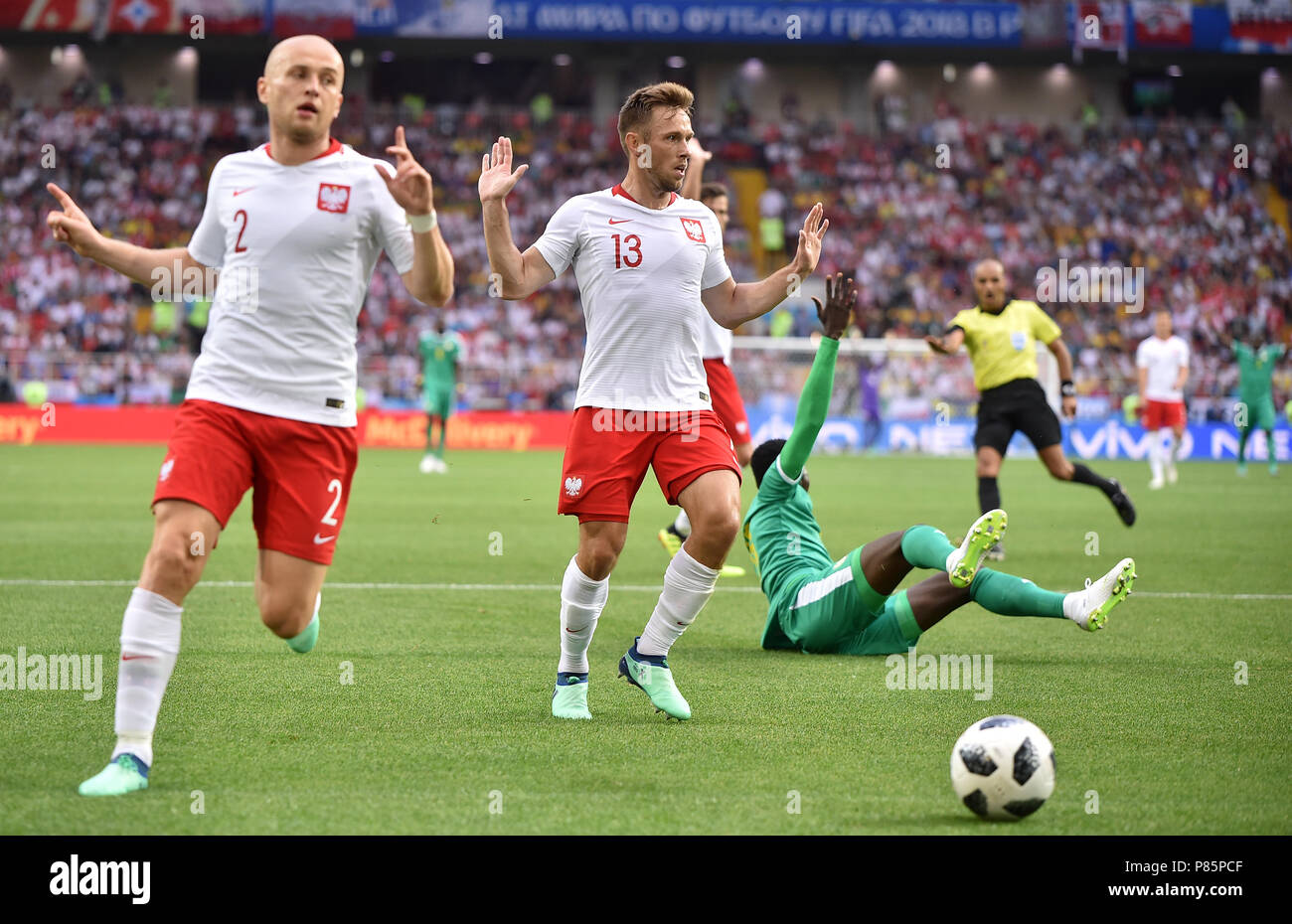 MOSCOW, RUSSIA - JUNE 19: Maciej Rybus of Poland reacts during the 2018 FIFA World Cup Russia group H match between Poland and Senegal at Spartak Stadium on June 19, 2018 in Moscow, Russia. (Photo by Lukasz Laskowski/PressFocus/MB Media) Stock Photo