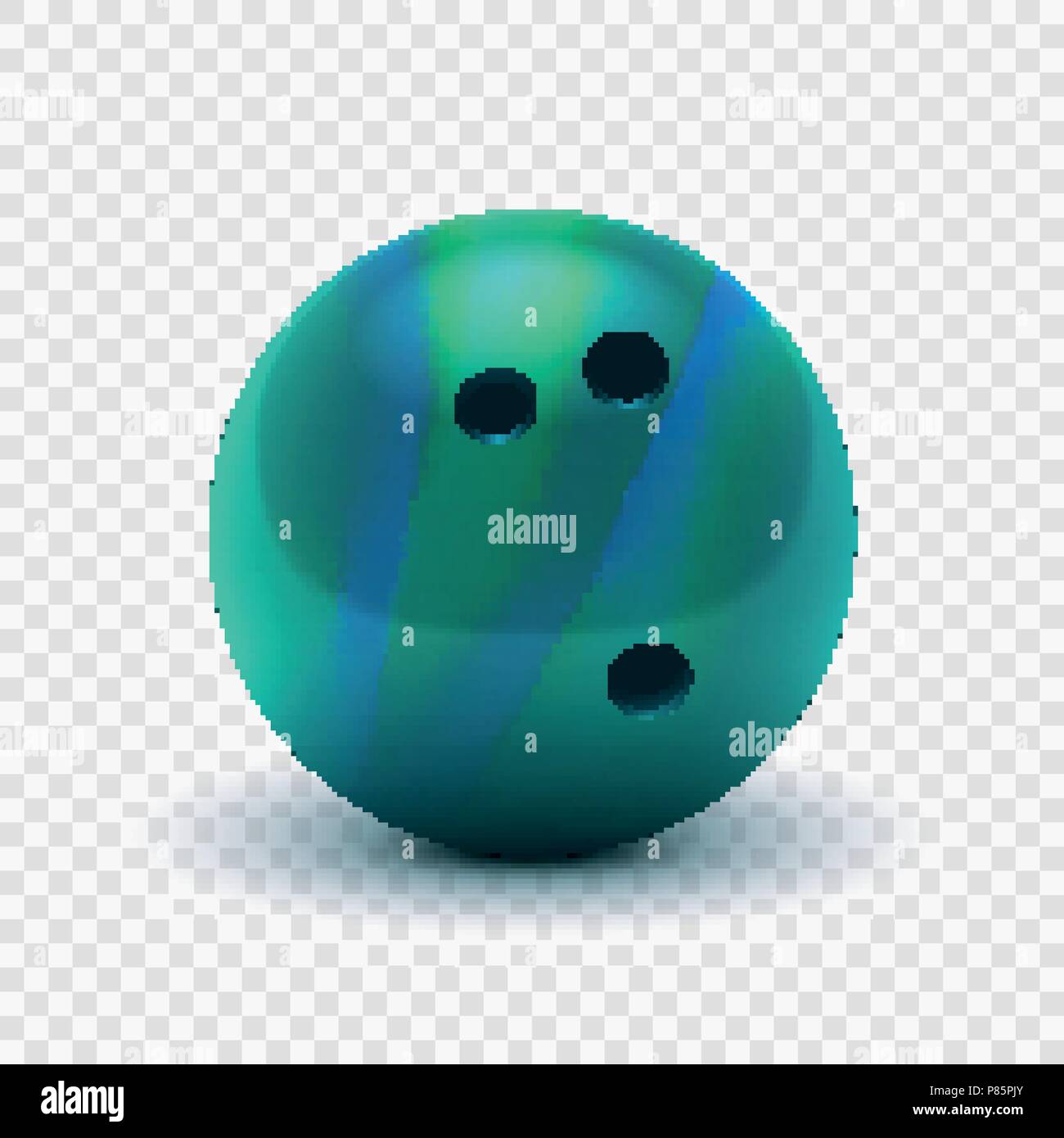Vector illustration realistic 3D striped green blue bowling ball