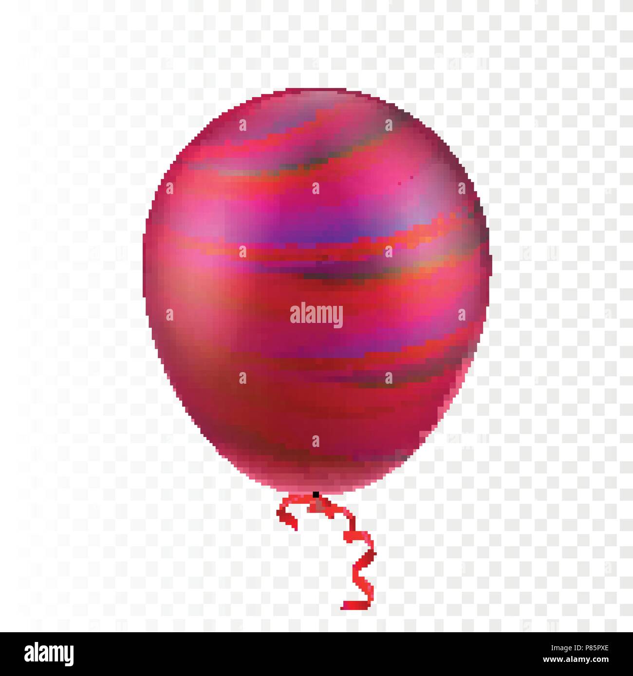 Single realistic red balloon with the string. Stock Vector
