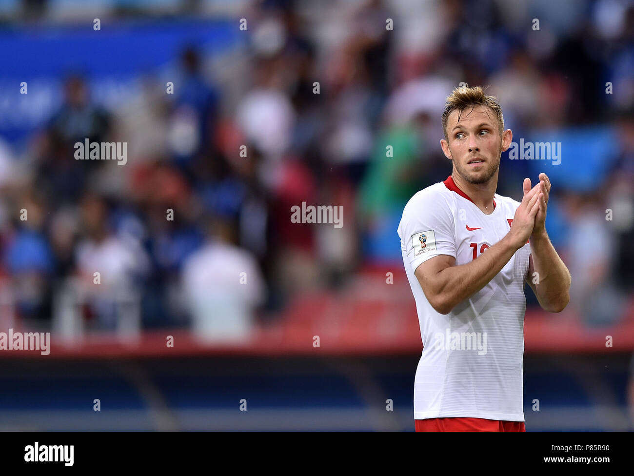MOSCOW, RUSSIA - JUNE 19: Maciej Rybus of Poland reacts during the 2018 FIFA World Cup Russia group H match between Poland and Senegal at Spartak Stadium on June 19, 2018 in Moscow, Russia. (Photo by Lukasz Laskowski/PressFocus/MB Media) Stock Photo