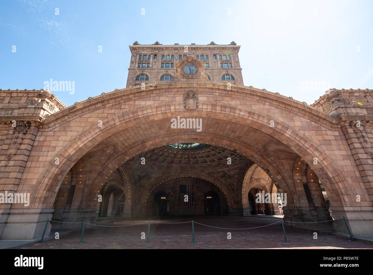 Entrance to The Pennsylvanian apartments Stock Photo - Alamy