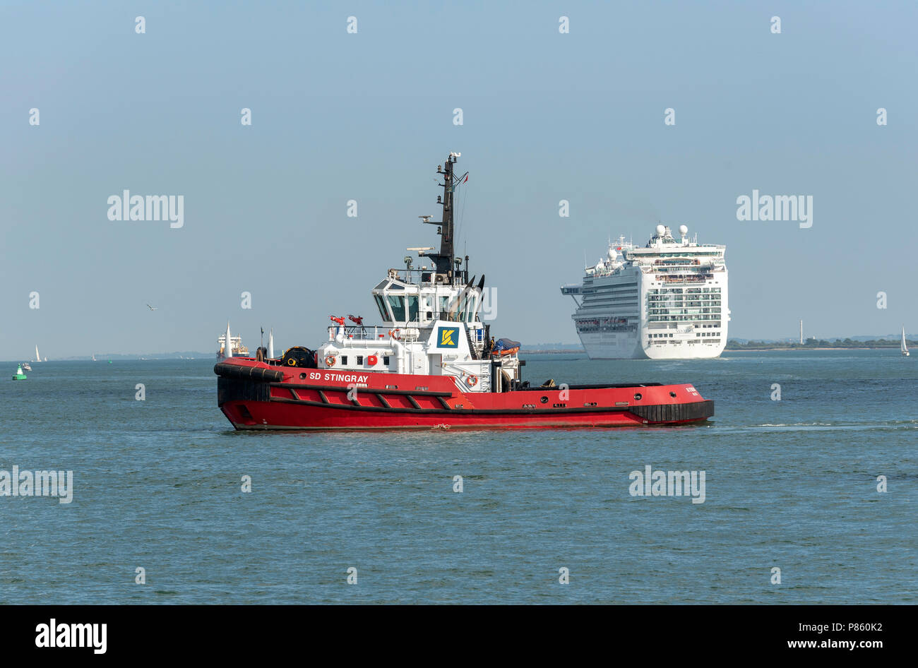 The SD Stingray an ocean going tug on Southampton Water, England UK Stock Photo