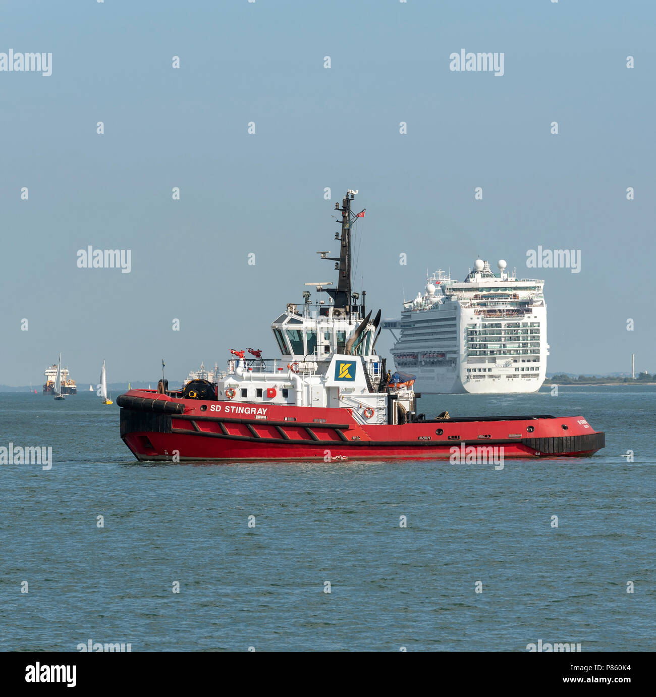 The SD Stingray an ocean going tug on Southampton Water, England UK Stock Photo