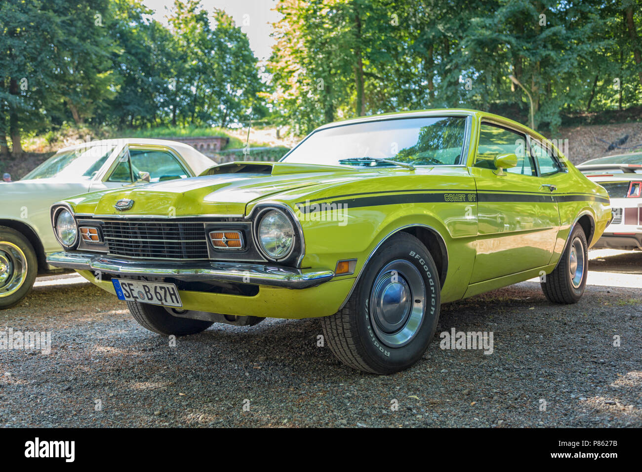 Stade, Germany - July 8, 2018: A vintage 16971 Mercury Comet GT at 5th Summertime Drive US car meeting. Stock Photo